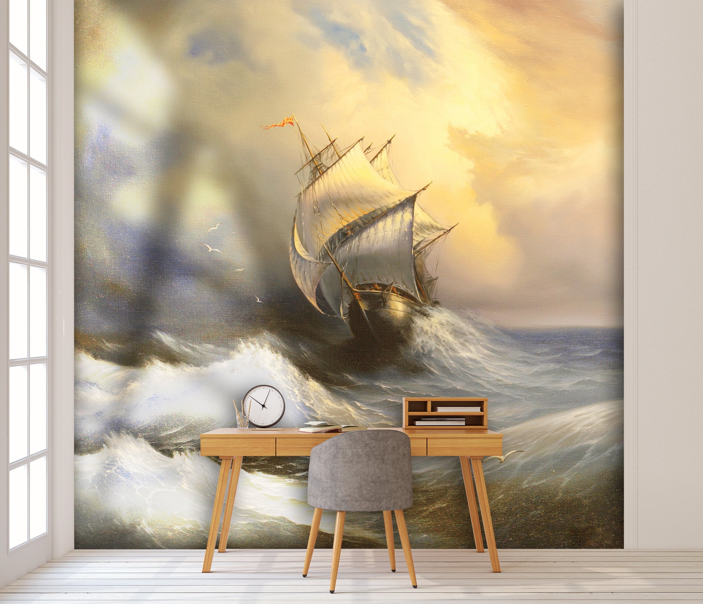 PVC Fototapete Stormy Sea - ECO Wandbild Selbstklebende Tapete - 3D Vinyl Wandsticker XXL  SW188