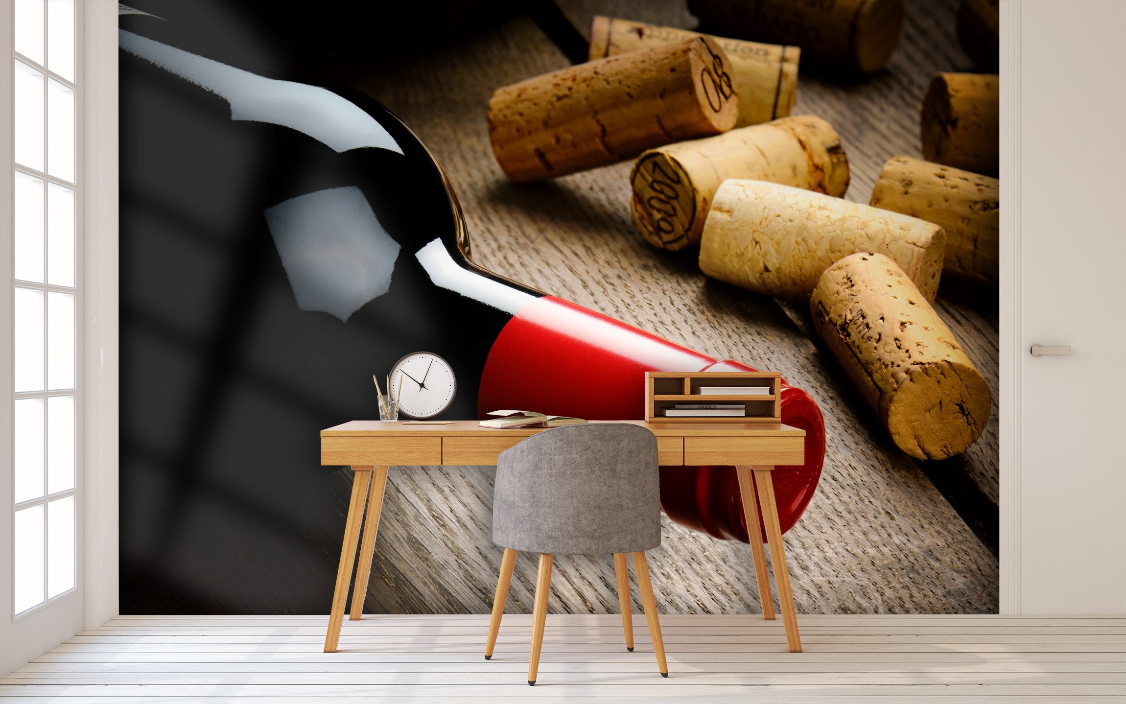 PVC Fototapete Bottle Of Red Wine – ECO Wandbild Selbstklebende Tapete – 3D Vinyl Wandsticker XXL  SW177 - life-decor.de