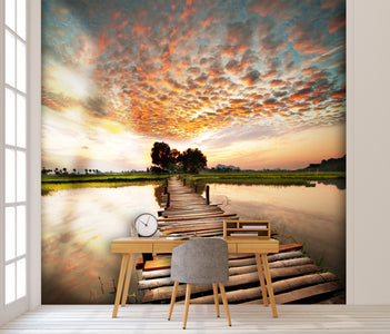 PVC Fototapete River On Sunset – ECO Wandbild Selbstklebende Tapete – 3D Vinyl Wandsticker XXL  SW247 - life-decor.de