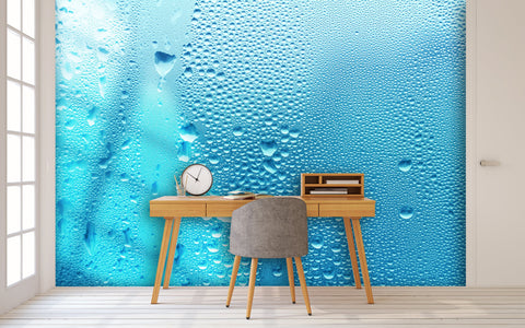 PVC Fototapete Blue Water Drop – ECO Wandbild Selbstklebende Tapete – 3D Vinyl Wandsticker XXL  SW219 - life-decor.de