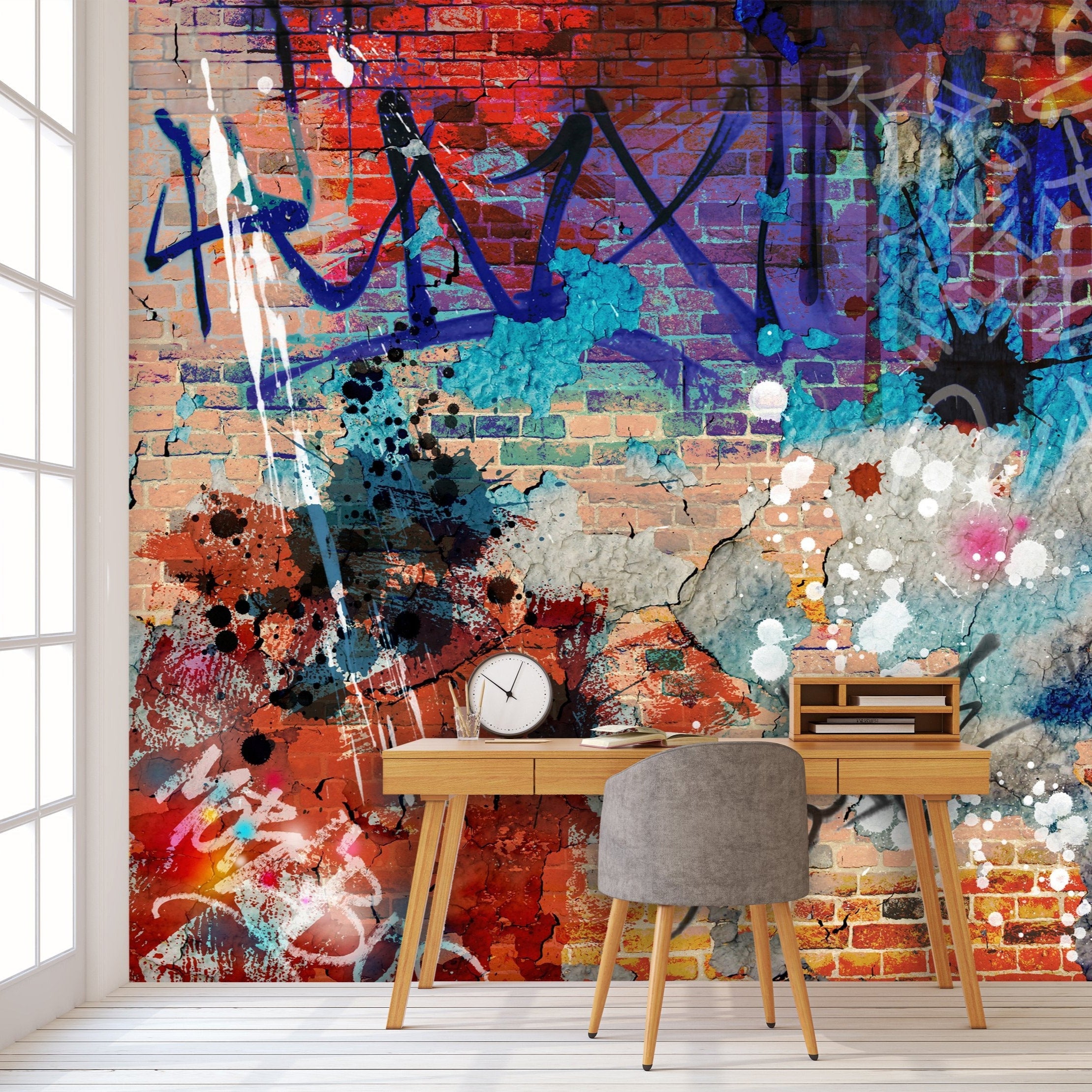 PVC Fototapete Graffiti Background - ECO Wandbild Selbstklebende Tapete - 3D Vinyl Wandsticker XXL  SW205