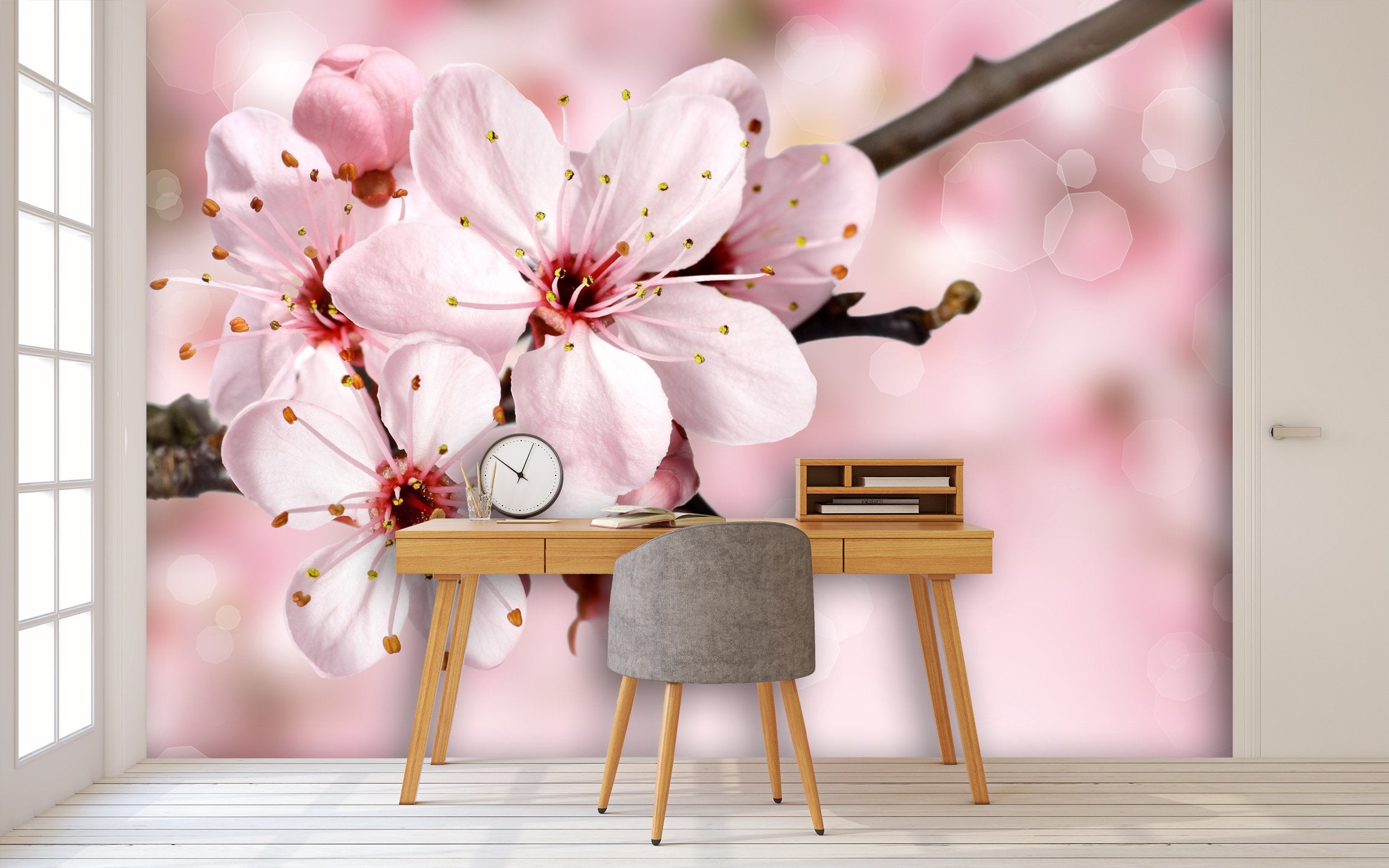 PVC Fototapete Blue Spring Blossom - ECO Wandbild Selbstklebende Tapete - 3D Vinyl Wandsticker XXL  SW016