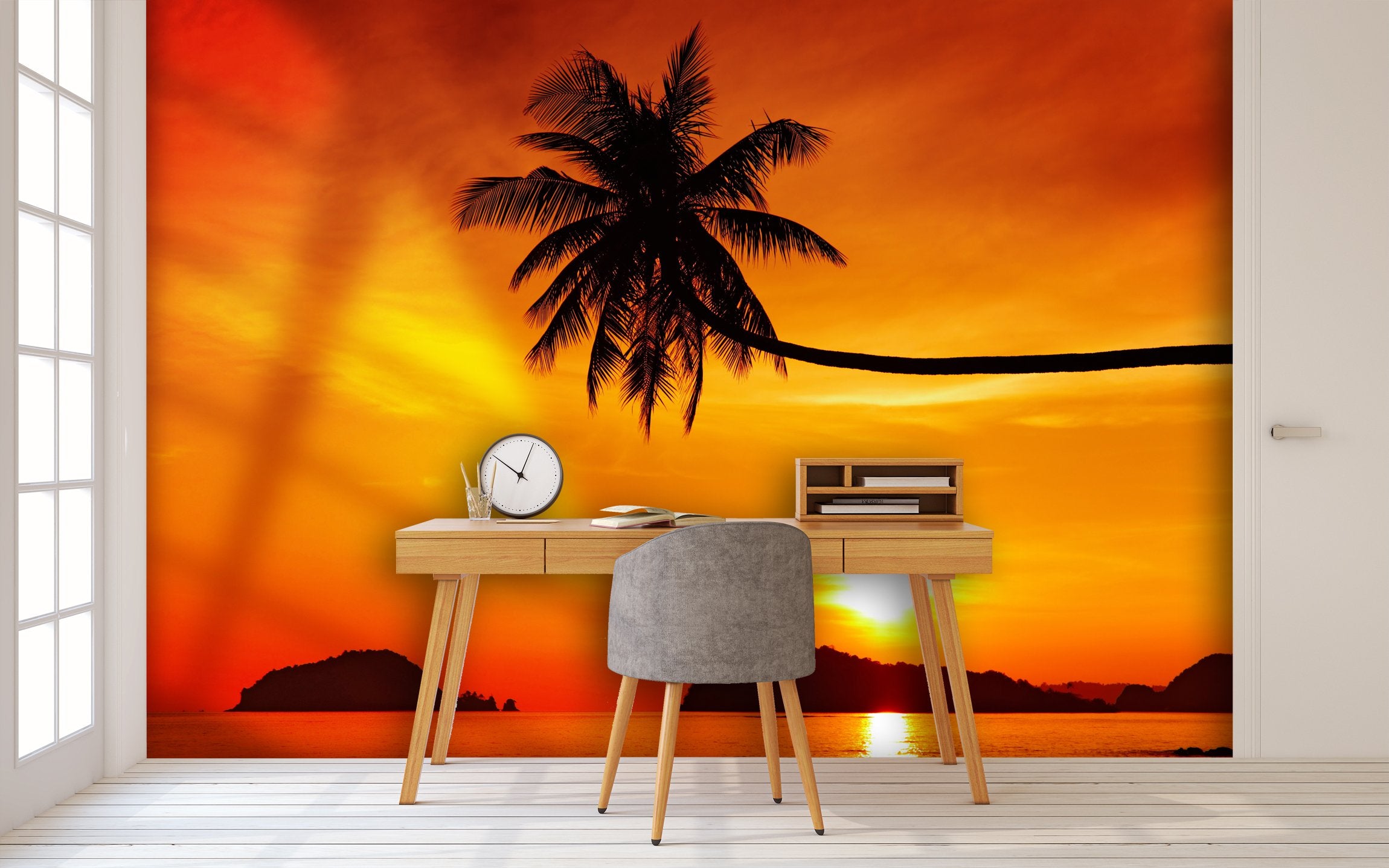 PVC Fototapete Tropical Beach At Sunset - ECO Wandbild Selbstklebende Tapete - 3D Vinyl Wandsticker XXL  SW209
