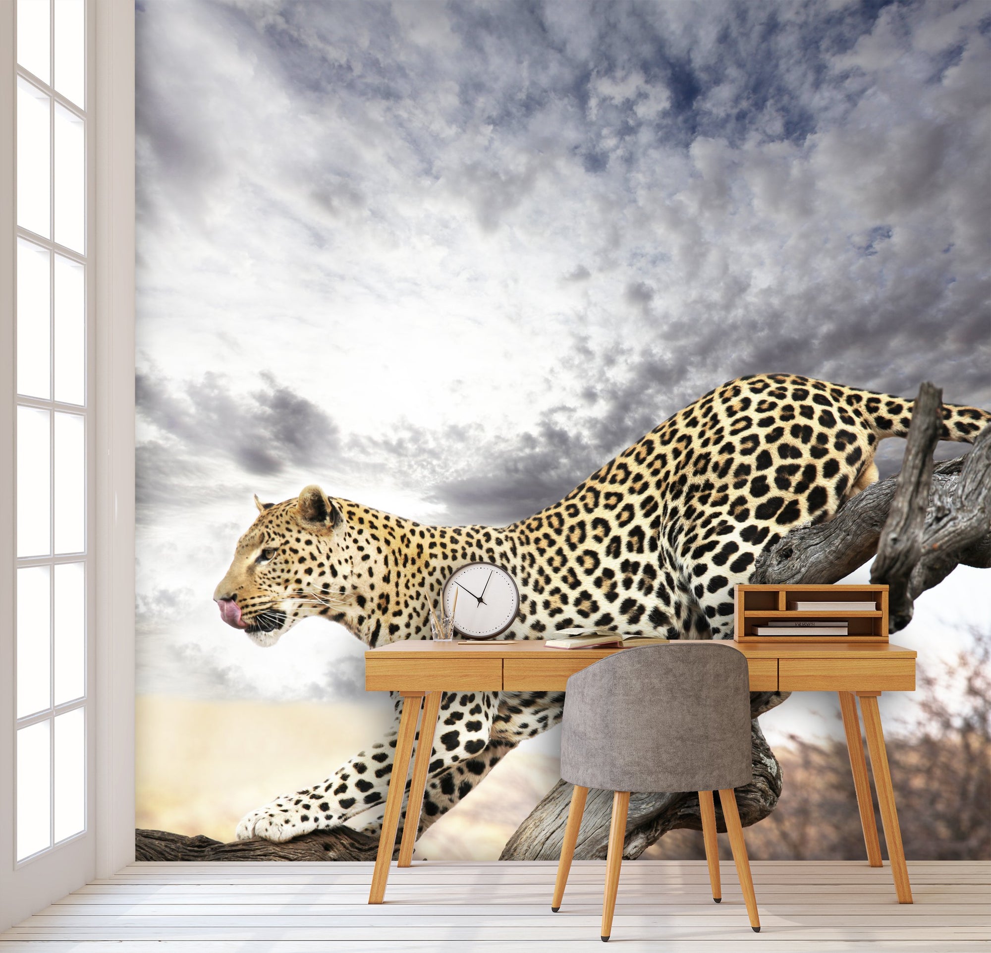 Selbstklebendes Poster Leopard in Nahaufnahme beim Laufen