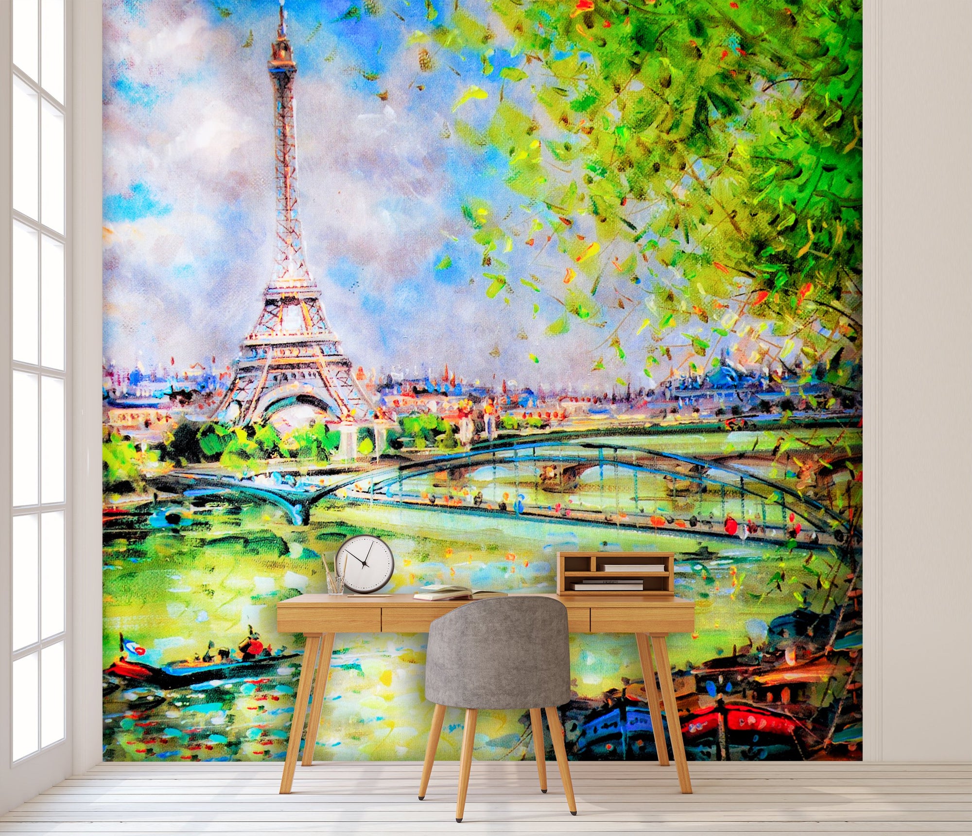 PVC Fototapete Colorful Painting Of Eiffel – ECO Wandbild Selbstklebende Tapete – 3D Vinyl Wandsticker XXL  SW197 - life-decor.de