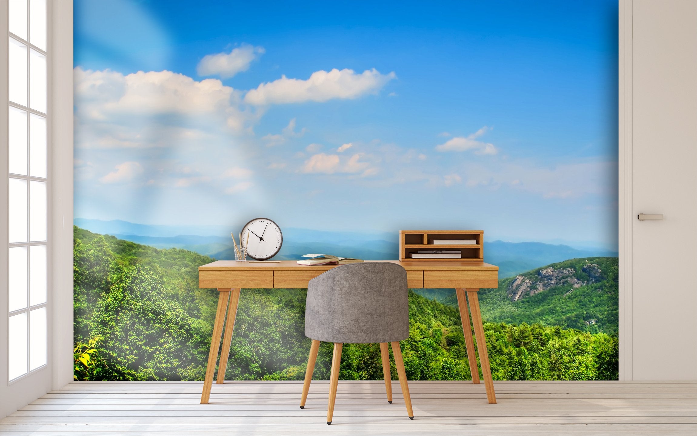 PVC Fototapete Smokey Mountains - ECO Wandbild Selbstklebende Tapete - 3D Vinyl Wandsticker XXL  SW285