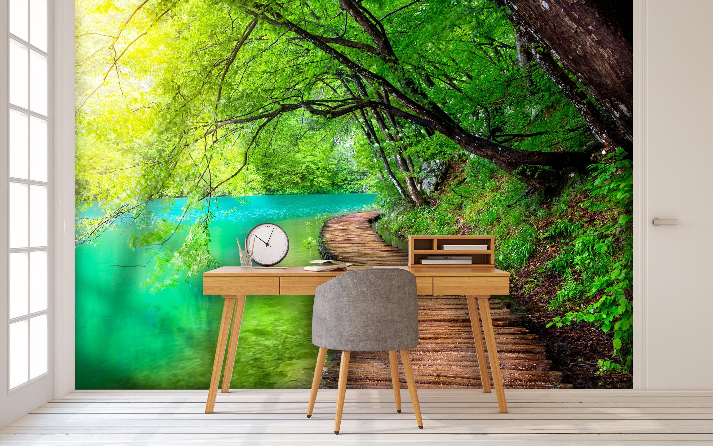 PVC Fototapete Deep Forest Stream - ECO Wandbild Selbstklebende Tapete - 3D Vinyl Wandsticker XXL  SW236