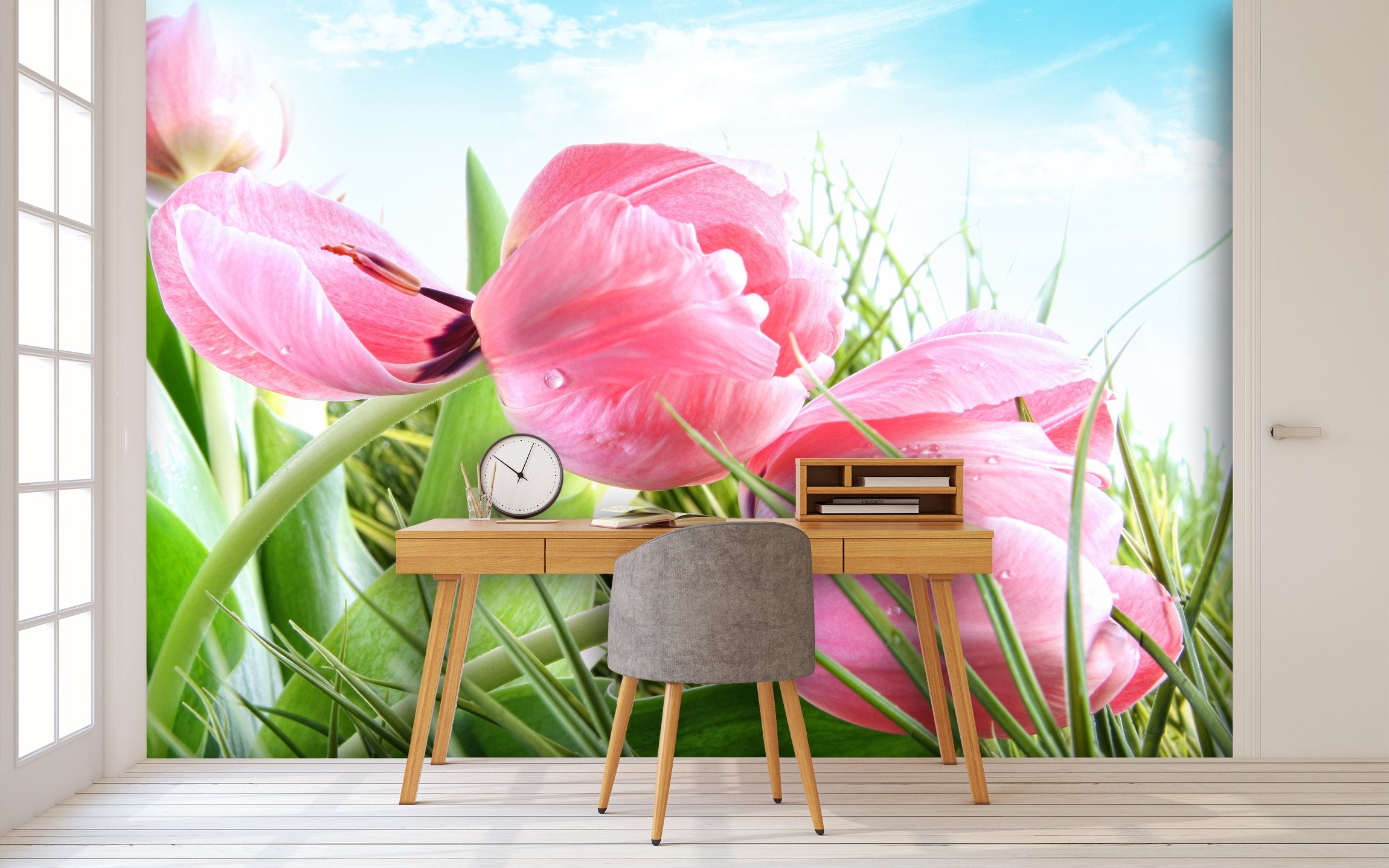 PVC Fototapete Spring Tulips - ECO Wandbild Selbstklebende Tapete - 3D Vinyl Wandsticker XXL  SW101
