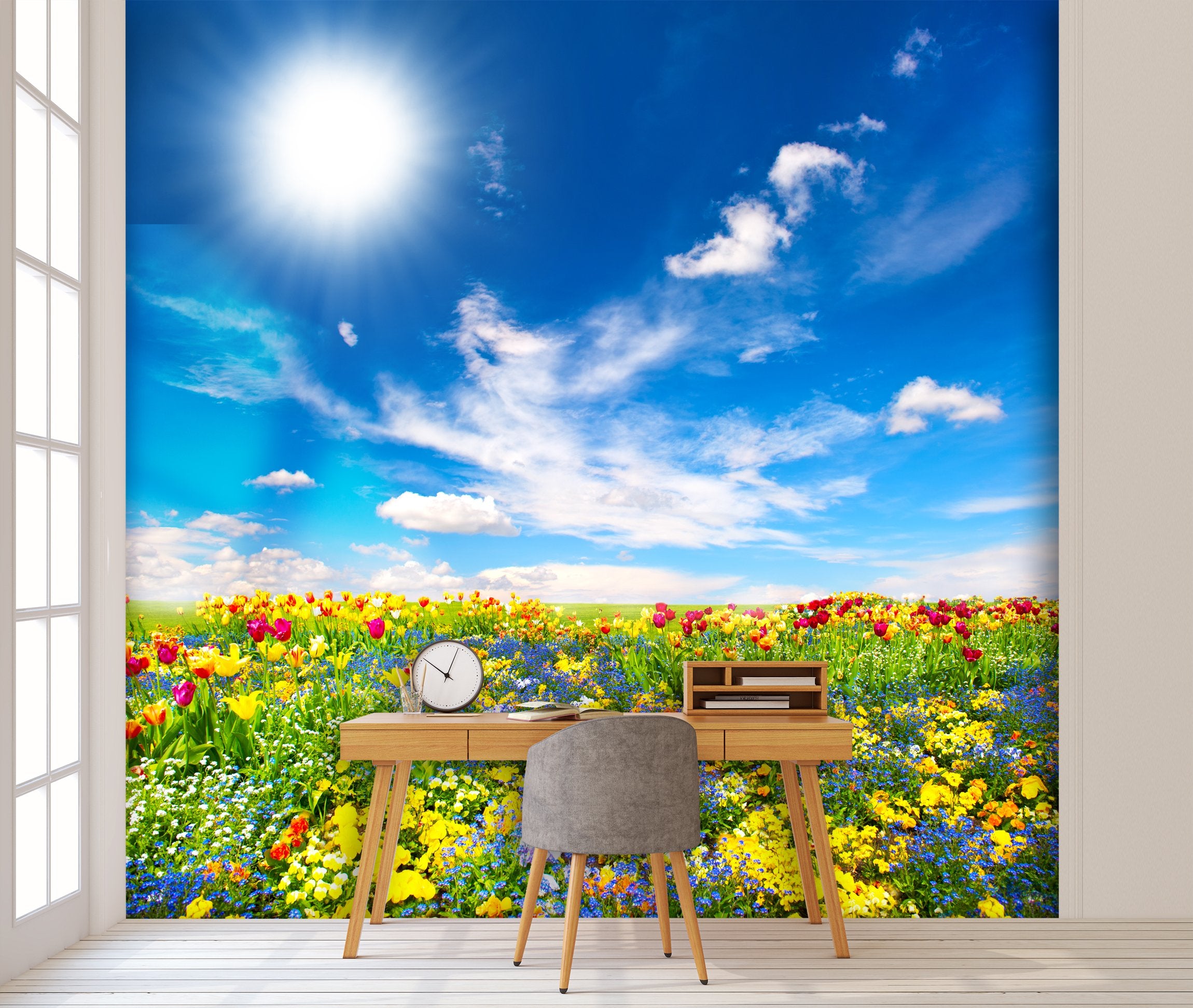 PVC Fototapete Flowerbed - ECO Wandbild Selbstklebende Tapete - 3D Vinyl Wandsticker XXL  SW238