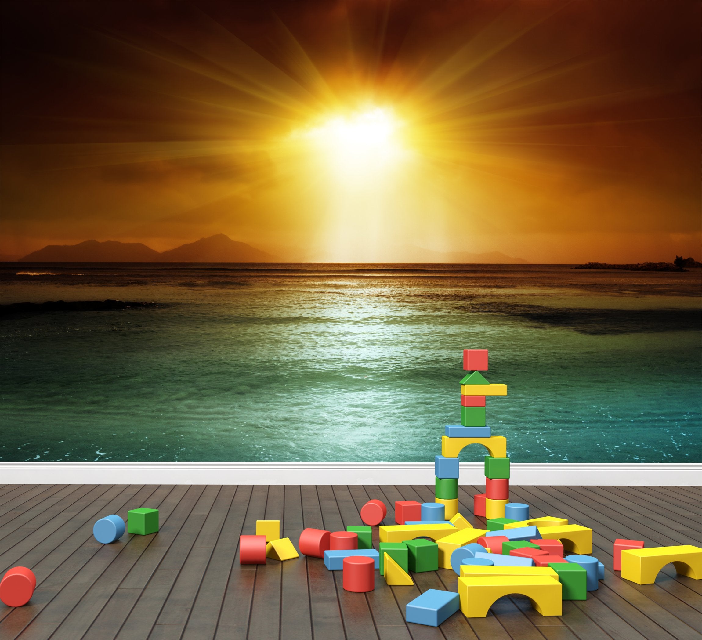 PVC Fototapete Dark Sky On The Beach – ECO Wandbild Selbstklebende Tapete – 3D Vinyl Wandsticker XXL  SW293 - life-decor.de