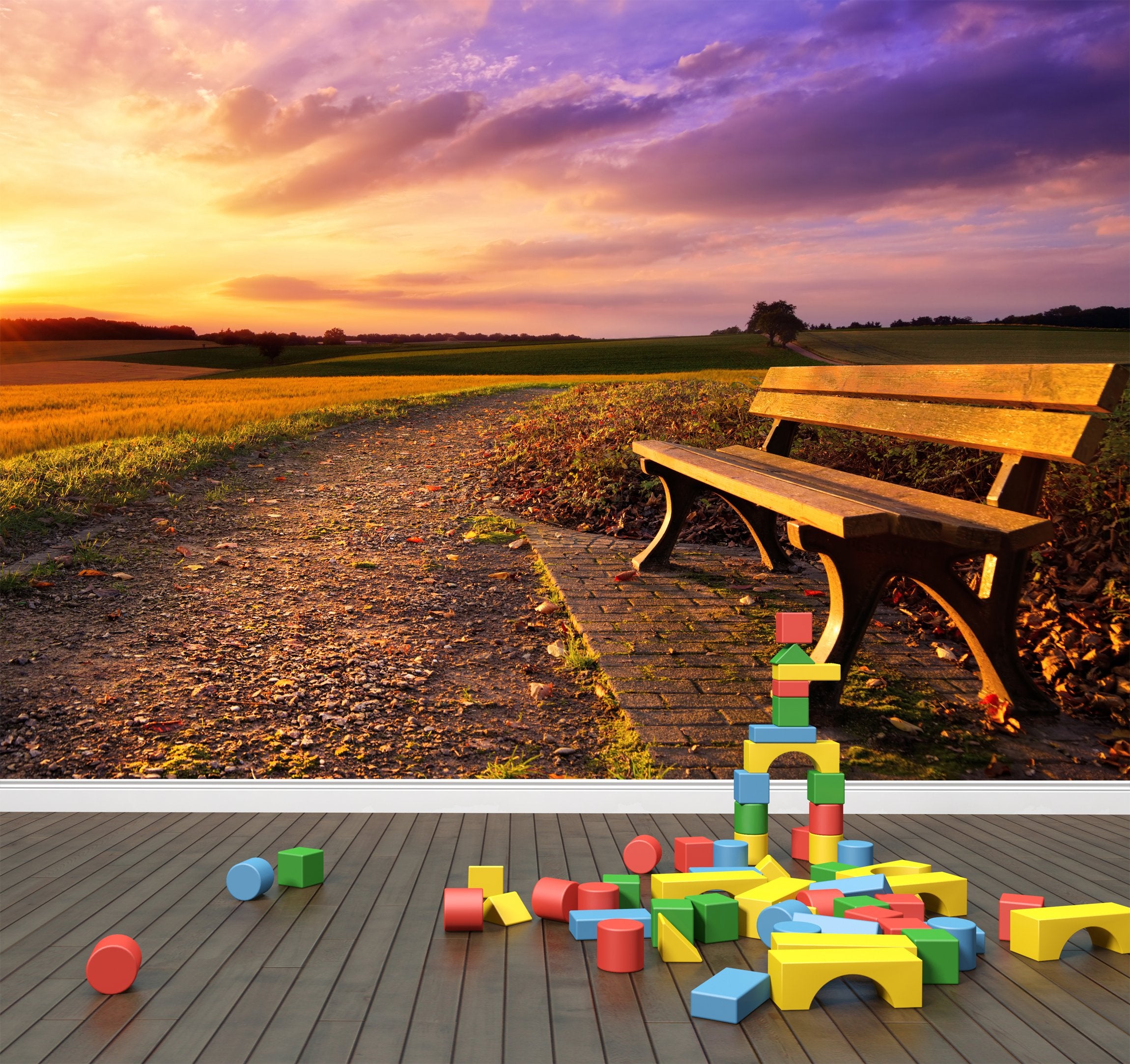 PVC Fototapete Colorful Sunset - ECO Wandbild Selbstklebende Tapete - 3D Vinyl Wandsticker XXL  SW290