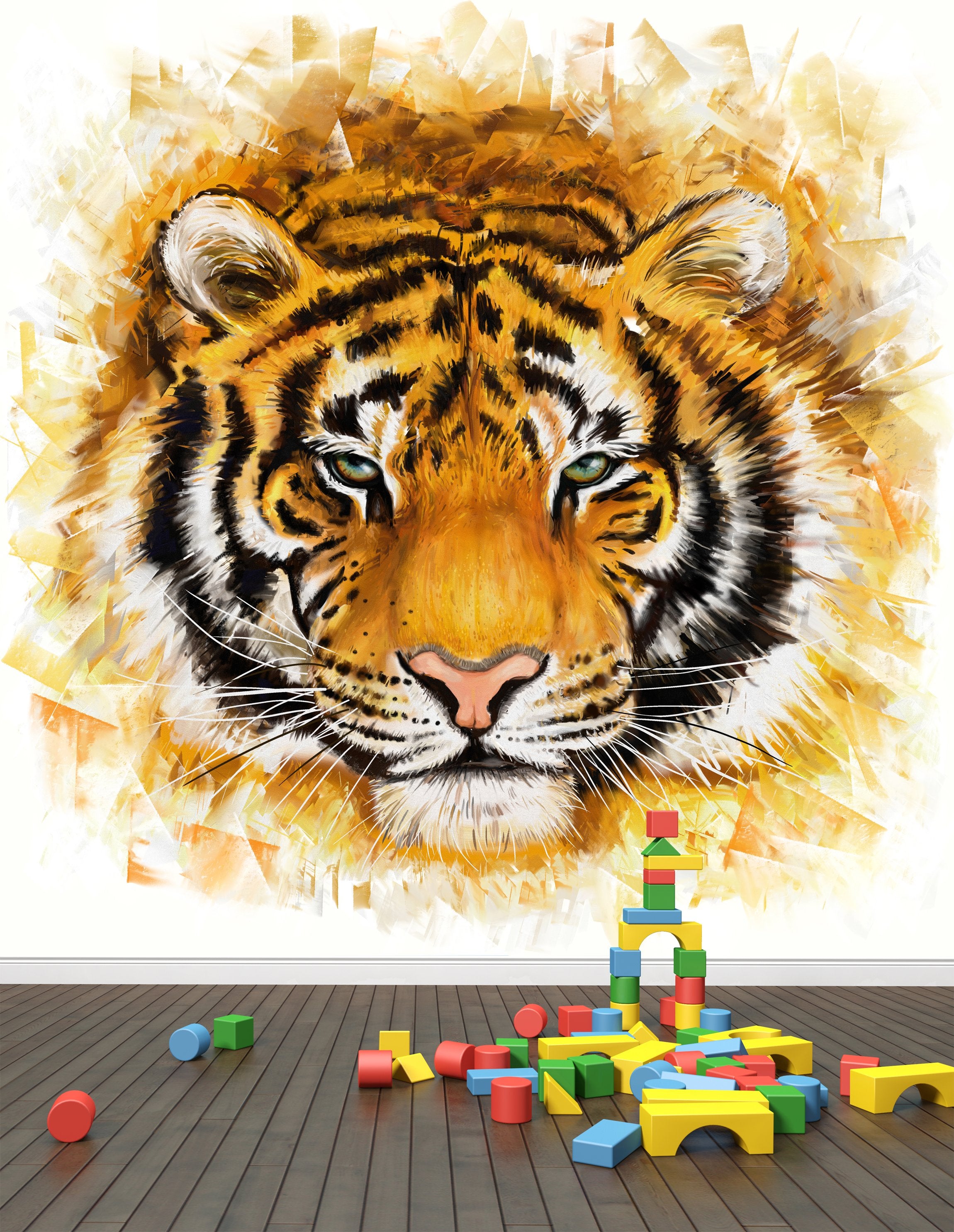 PVC Fototapete Wild Tiger - ECO Wandbild Selbstklebende Tapete - 3D Vinyl Wandsticker XXL  SW182
