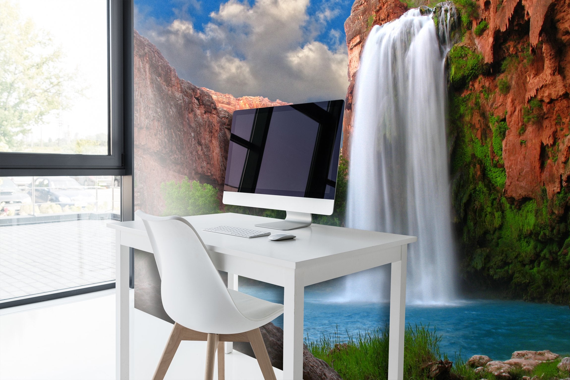 PVC Fototapete Tapeten Stunning Waterfall - ECO Wandbild Selbstklebende Tapete - 3D Vinyl Wandsticker XXL  SW088