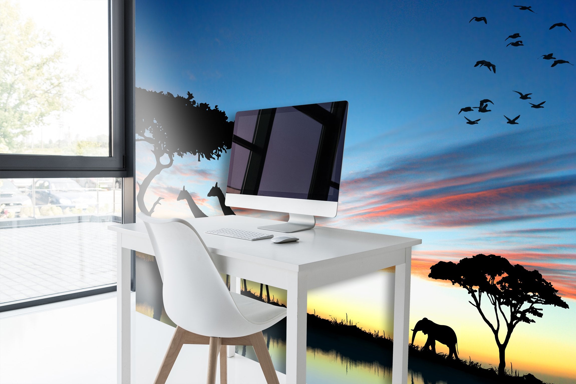 PVC Fototapete Safari in Africa - ECO Wandbild Selbstklebende Tapete - 3D Vinyl Wandsticker XXL  SW045