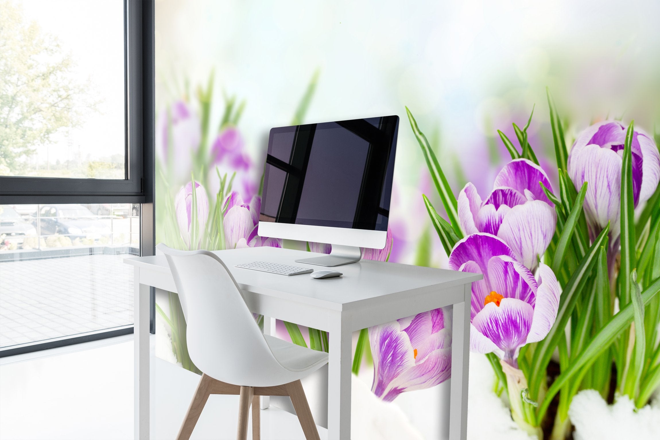 PVC Fototapete Spring Crocuses - ECO Wandbild Selbstklebende Tapete - 3D Vinyl Wandsticker XXL  SW075
