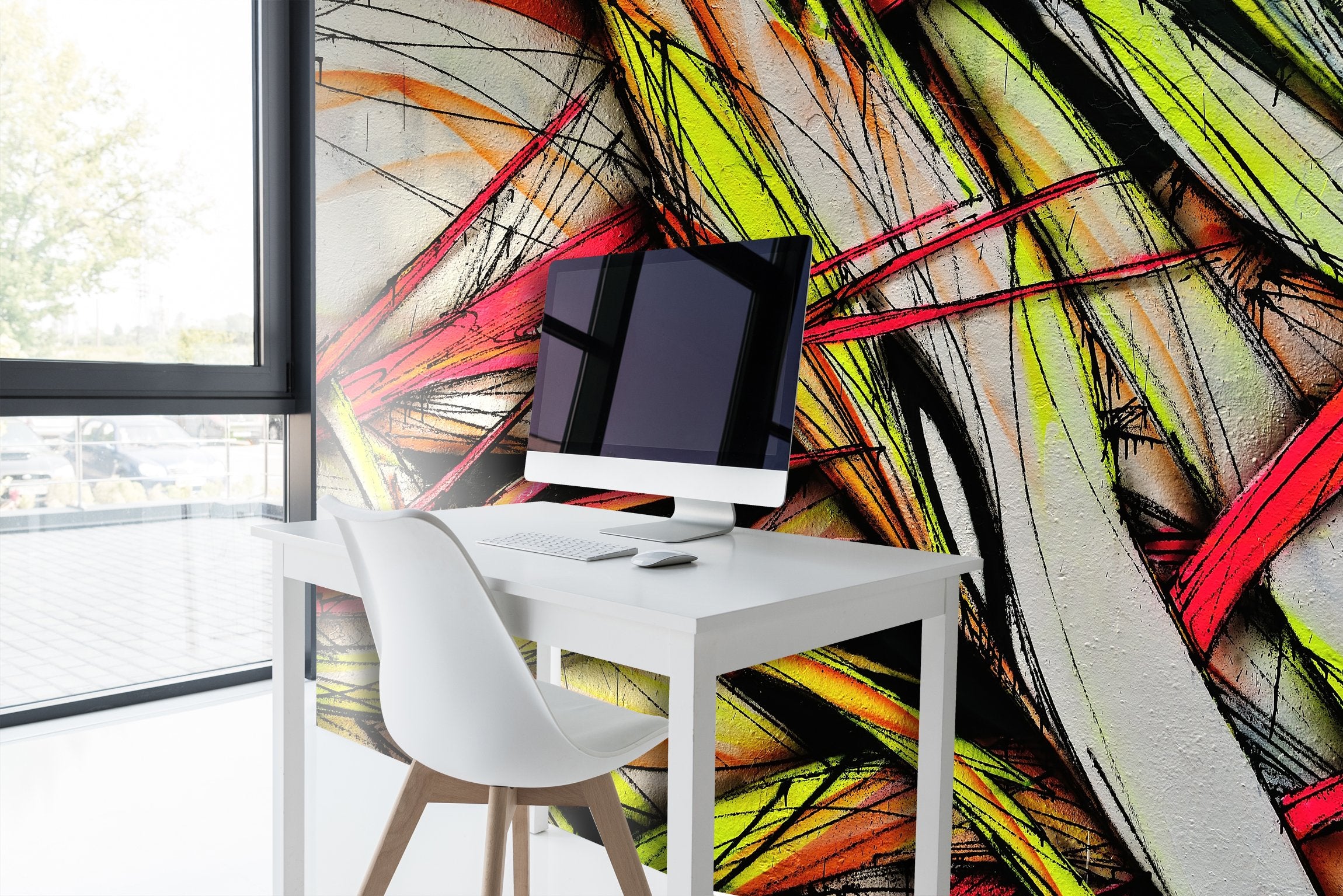 PVC Fototapete Grunge Colorful - ECO Wandbild Selbstklebende Tapete - 3D Vinyl Wandsticker XXL  SW152