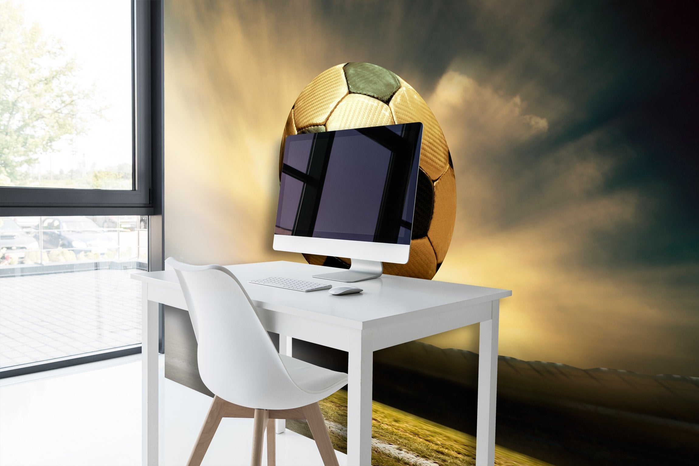 PVC Fototapete Shoot Of Football - ECO Wandbild Selbstklebende Tapete - 3D Vinyl Wandsticker XXL  SW301