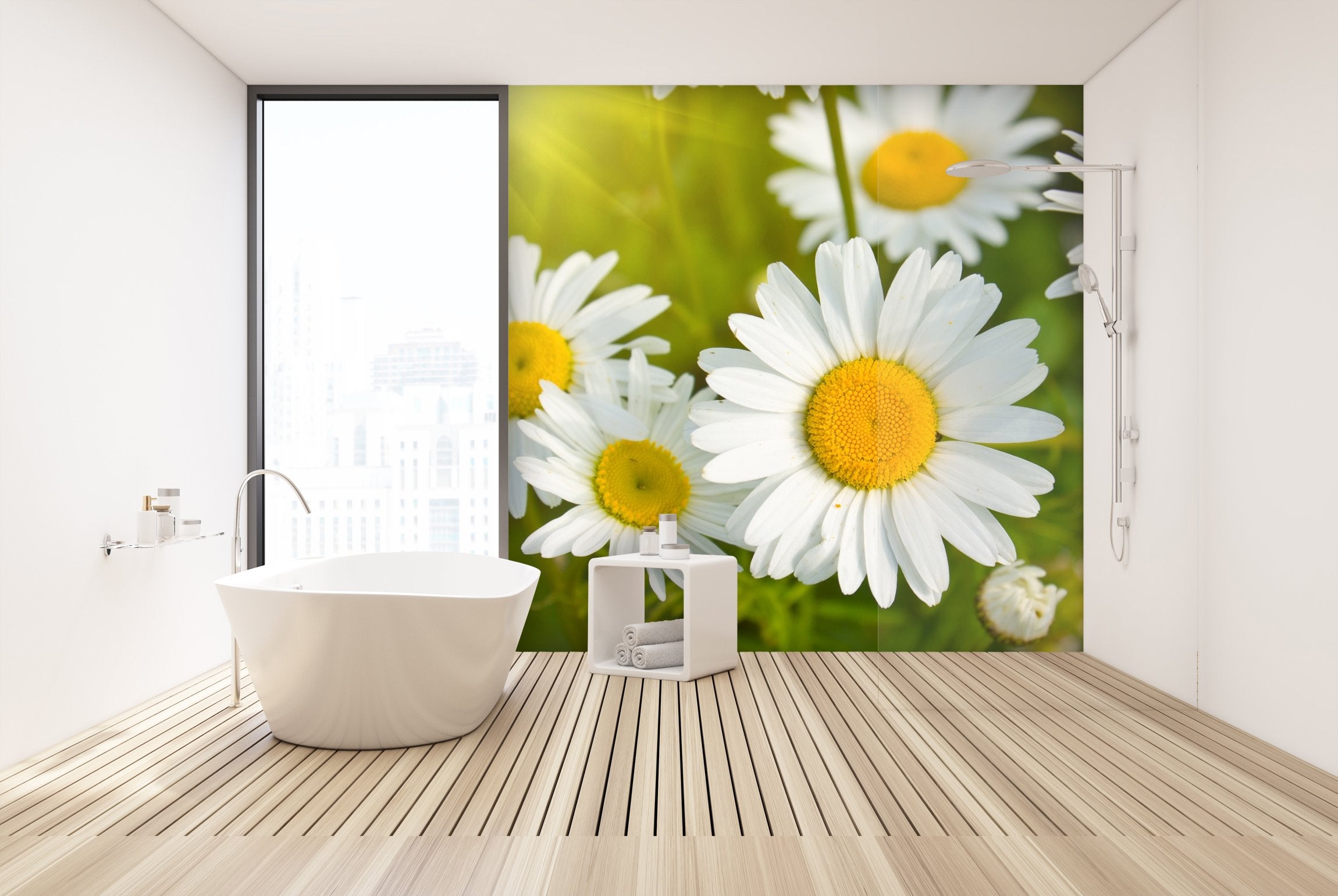 PVC Fototapete Daisies In A Field – ECO Wandbild Selbstklebende Tapete – 3D Vinyl Wandsticker XXL  SW262 - life-decor.de