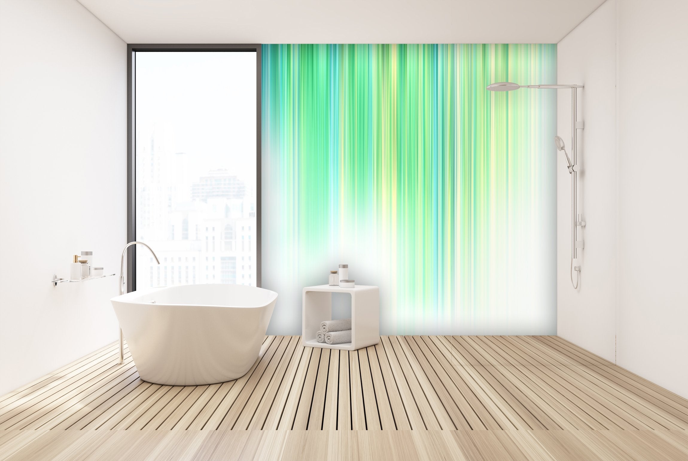 PVC Fototapete Fading Green Stripes - ECO Wandbild Selbstklebende Tapete - 3D Vinyl Wandsticker XXL  SW295