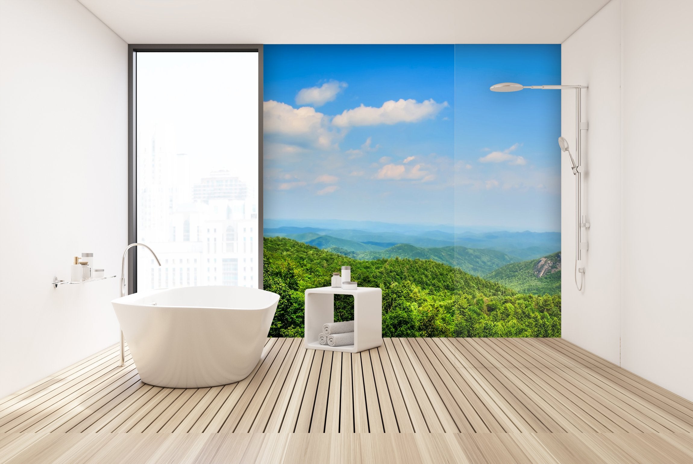 PVC Fototapete Smokey Mountains - ECO Wandbild Selbstklebende Tapete - 3D Vinyl Wandsticker XXL  SW285