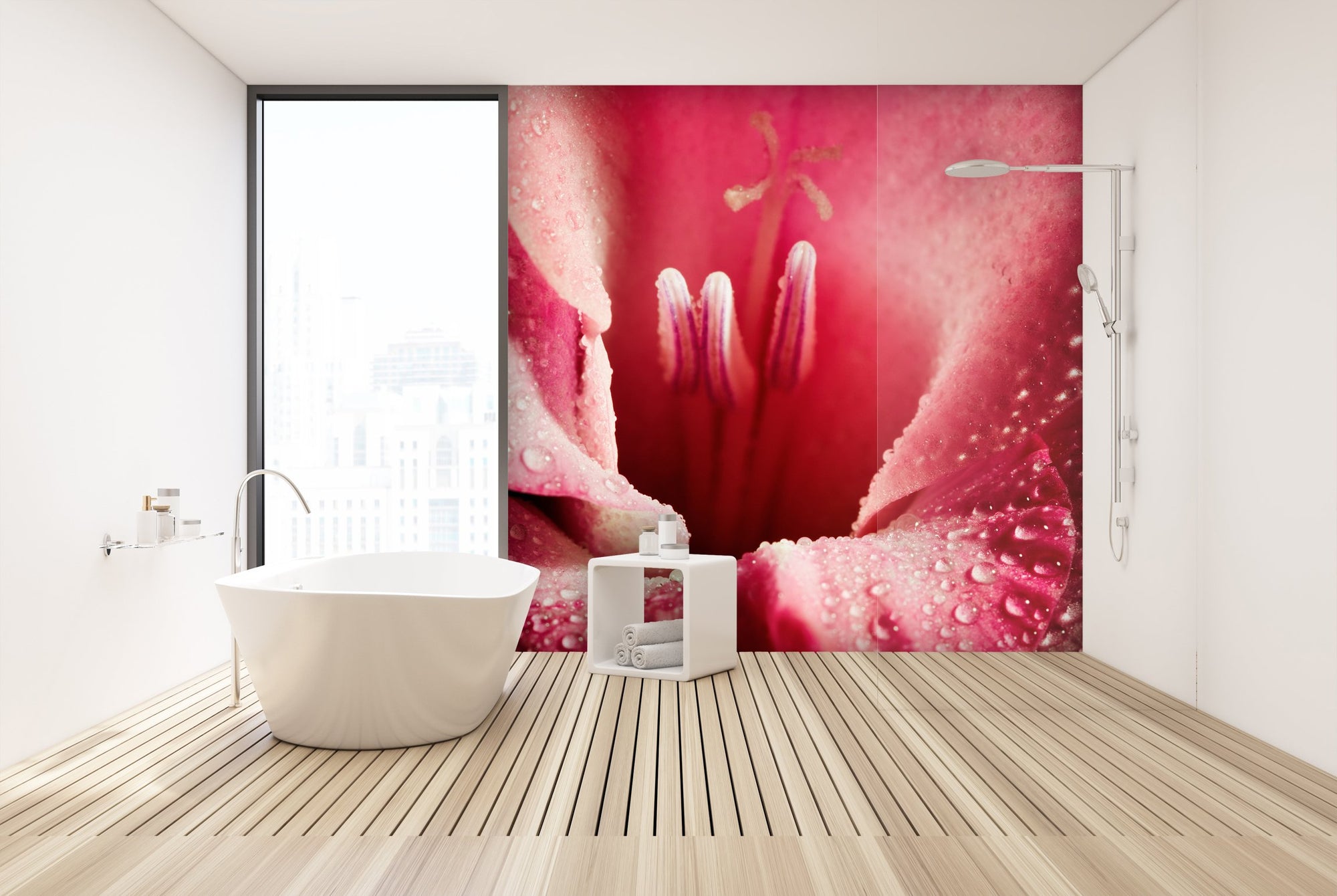 PVC Fototapete Red Flower – ECO Wandbild Selbstklebende Tapete – 3D Vinyl Wandsticker XXL  SW265 - life-decor.de