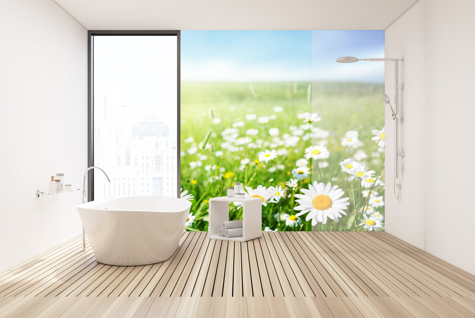 PVC Fototapete Daisy Flowers – ECO Wandbild Selbstklebende Tapete – 3D Vinyl Wandsticker XXL  SW157 - life-decor.de