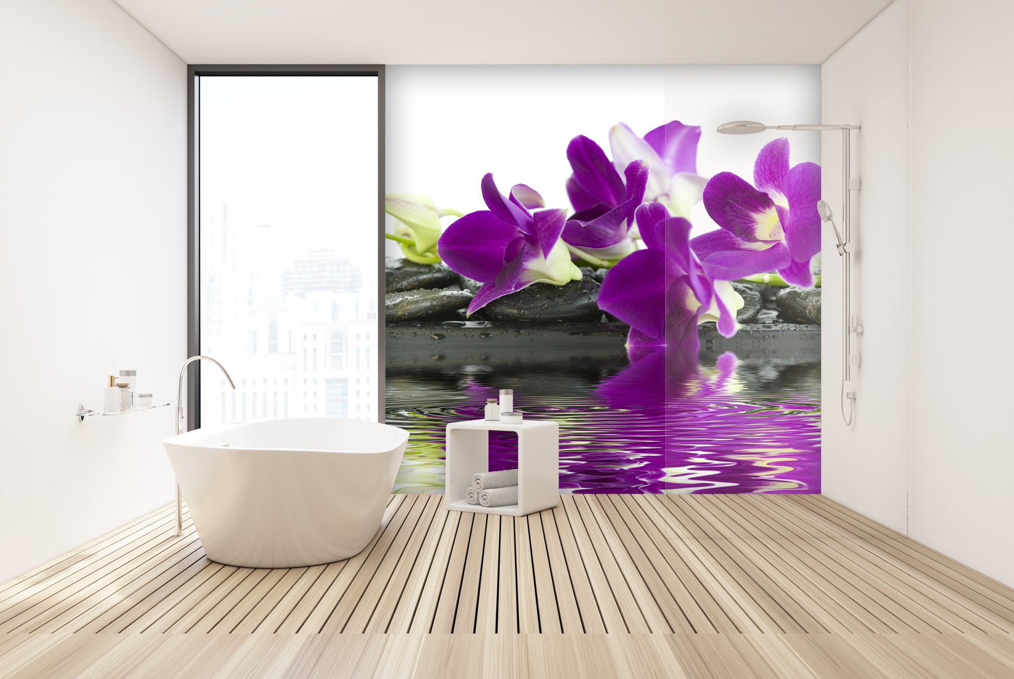 PVC Fototapete Purple Orchid – ECO Wandbild Selbstklebende Tapete – 3D Vinyl Wandsticker XXL  SW059 - life-decor.de