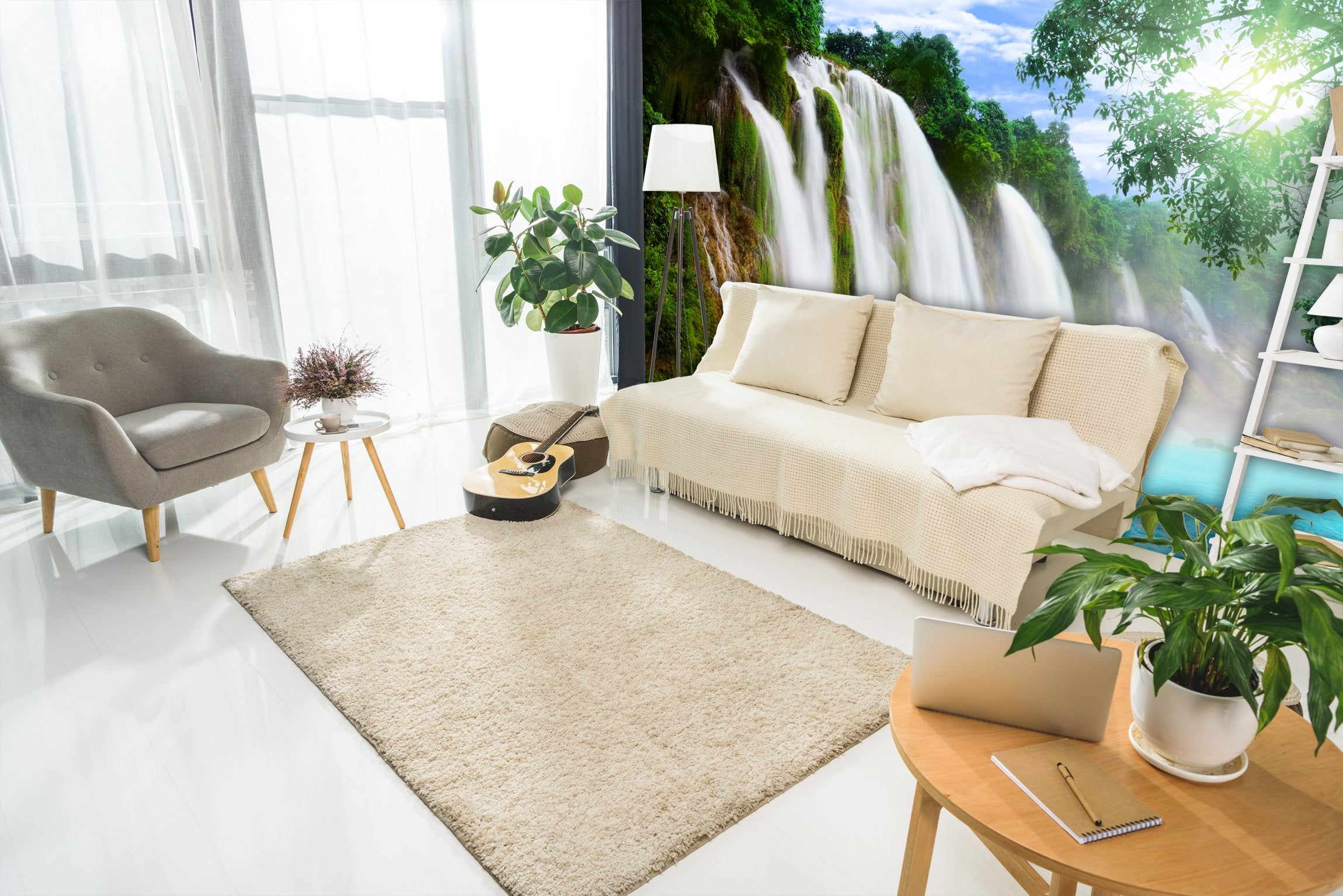 PVC Fototapete Detian Waterfall - ECO Wandbild Selbstklebende Tapete - 3D Vinyl Wandsticker XXL  SW128