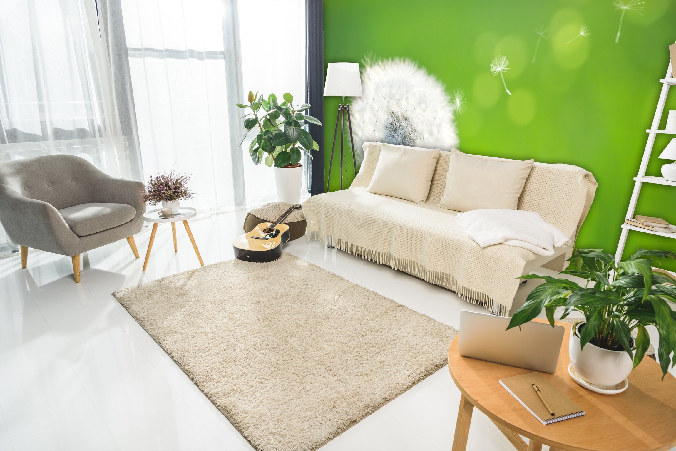 PVC Fototapete Spring Dandelion - ECO Wandbild Selbstklebende Tapete - 3D Vinyl Wandsticker XXL  SW072
