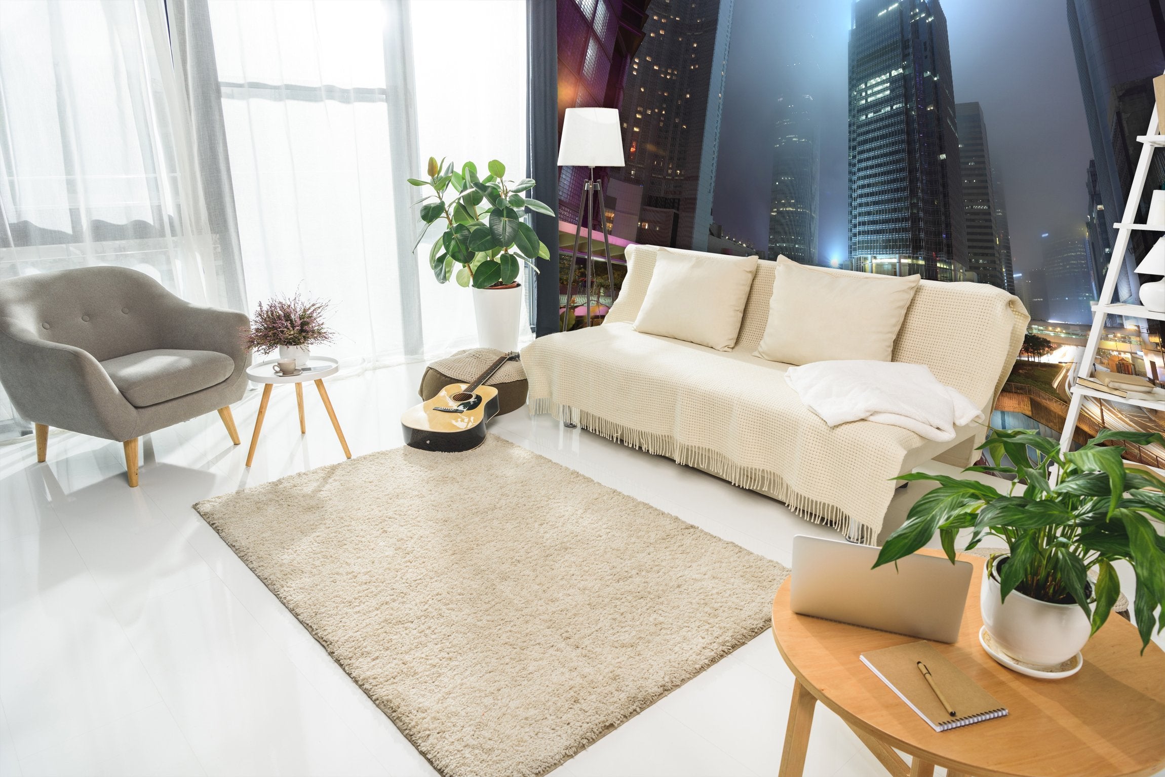 PVC Fototapete Traffic in Hong Kong City - ECO Wandbild Selbstklebende Tapete - 3D Vinyl Wandsticker XXL  SW090