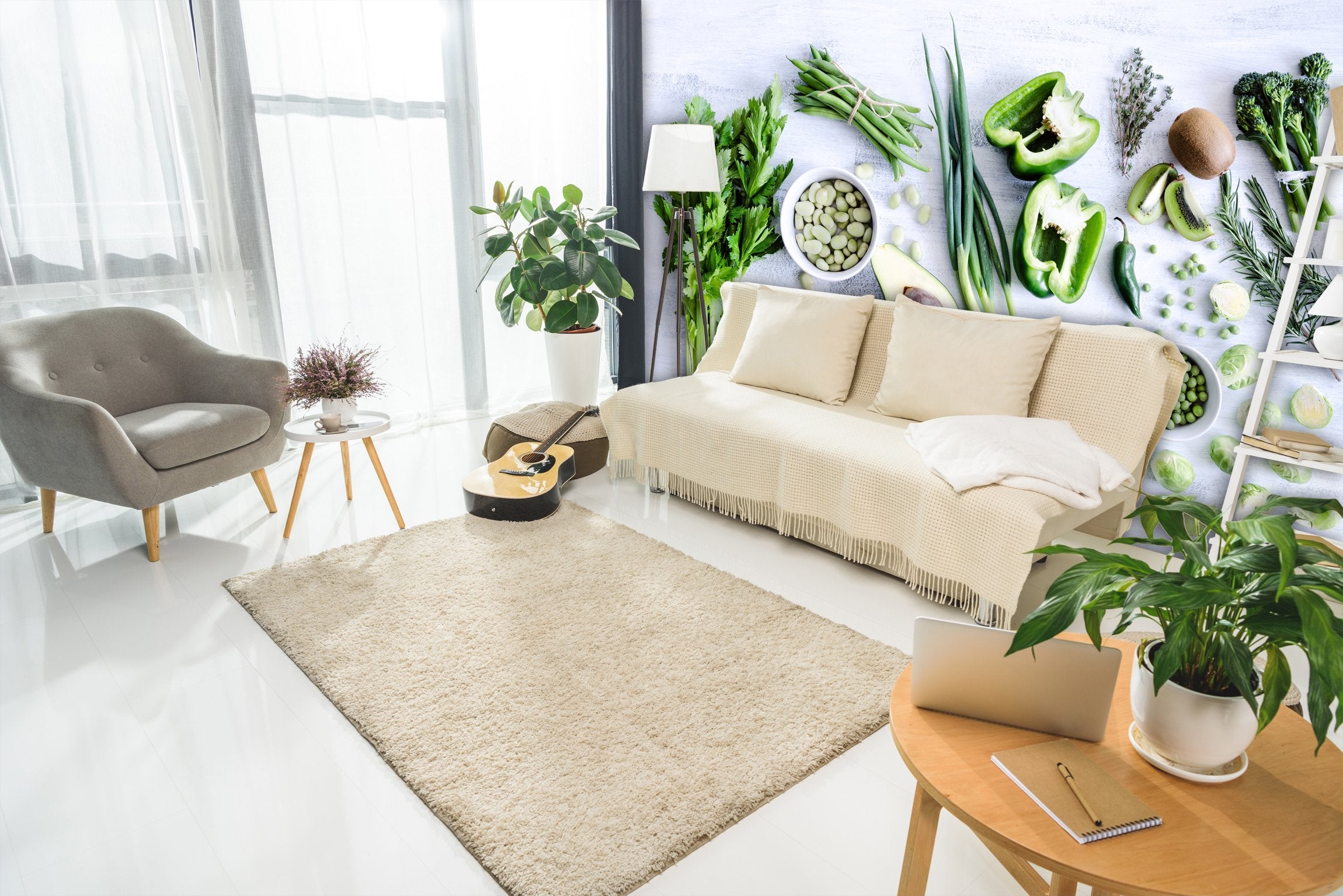 PVC Fototapete Green Vegetables – ECO Wandbild Selbstklebende Tapete – 3D Vinyl Wandsticker XXL  SW186 - life-decor.de