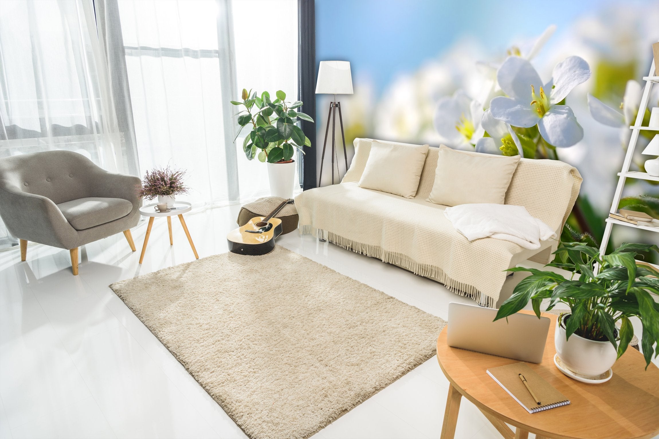 PVC Fototapete Spring Flowers - ECO Wandbild Selbstklebende Tapete - 3D Vinyl Wandsticker XXL  SW156