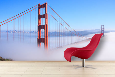 PVC Fototapete Golden Gate Bridge – ECO Wandbild Selbstklebende Tapete – 3D Vinyl Wandsticker XXL  SW011 - life-decor.de