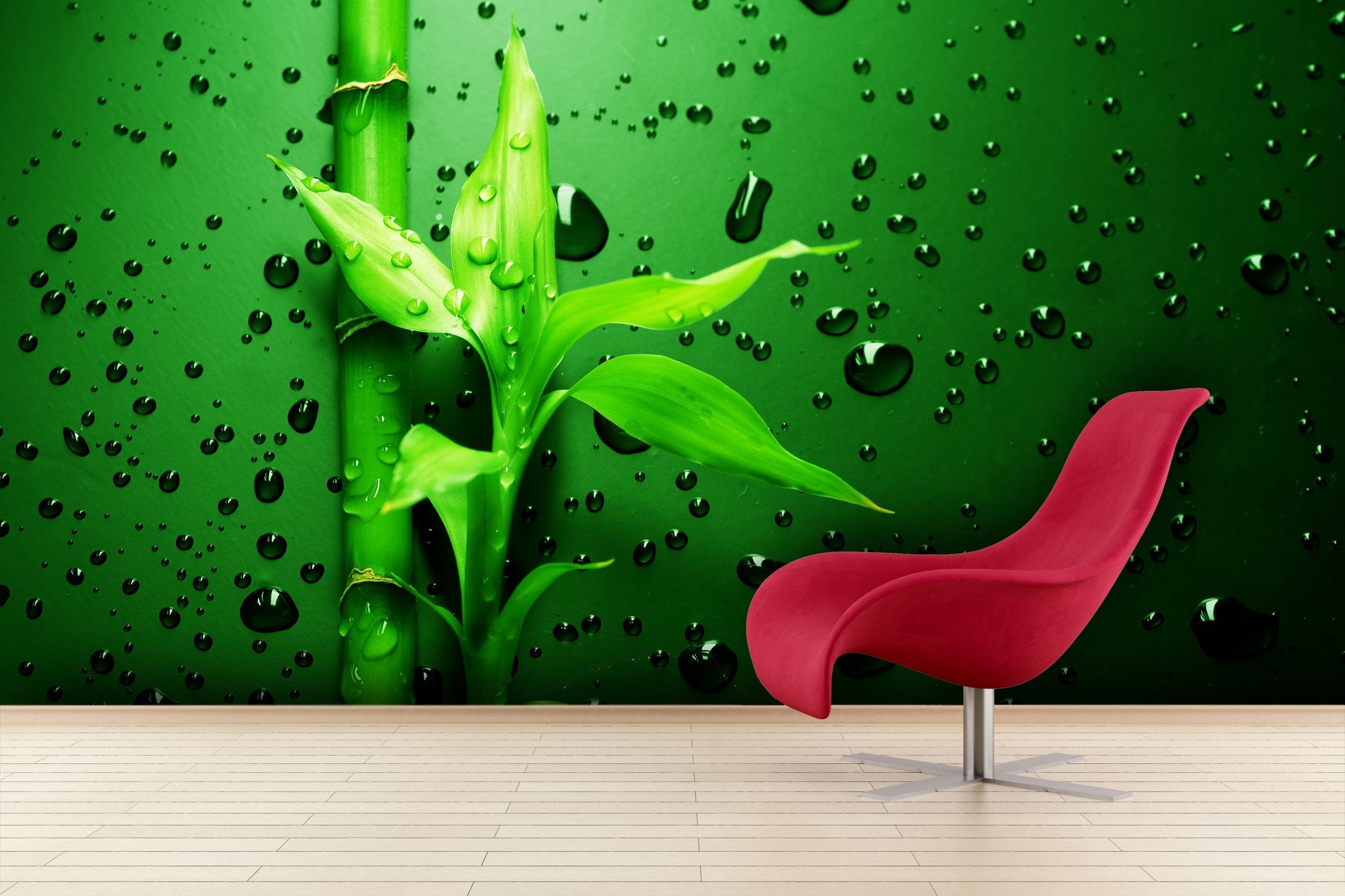 PVC Fototapete Green Bamboo - ECO Wandbild Selbstklebende Tapete - 3D Vinyl Wandsticker XXL  SW083