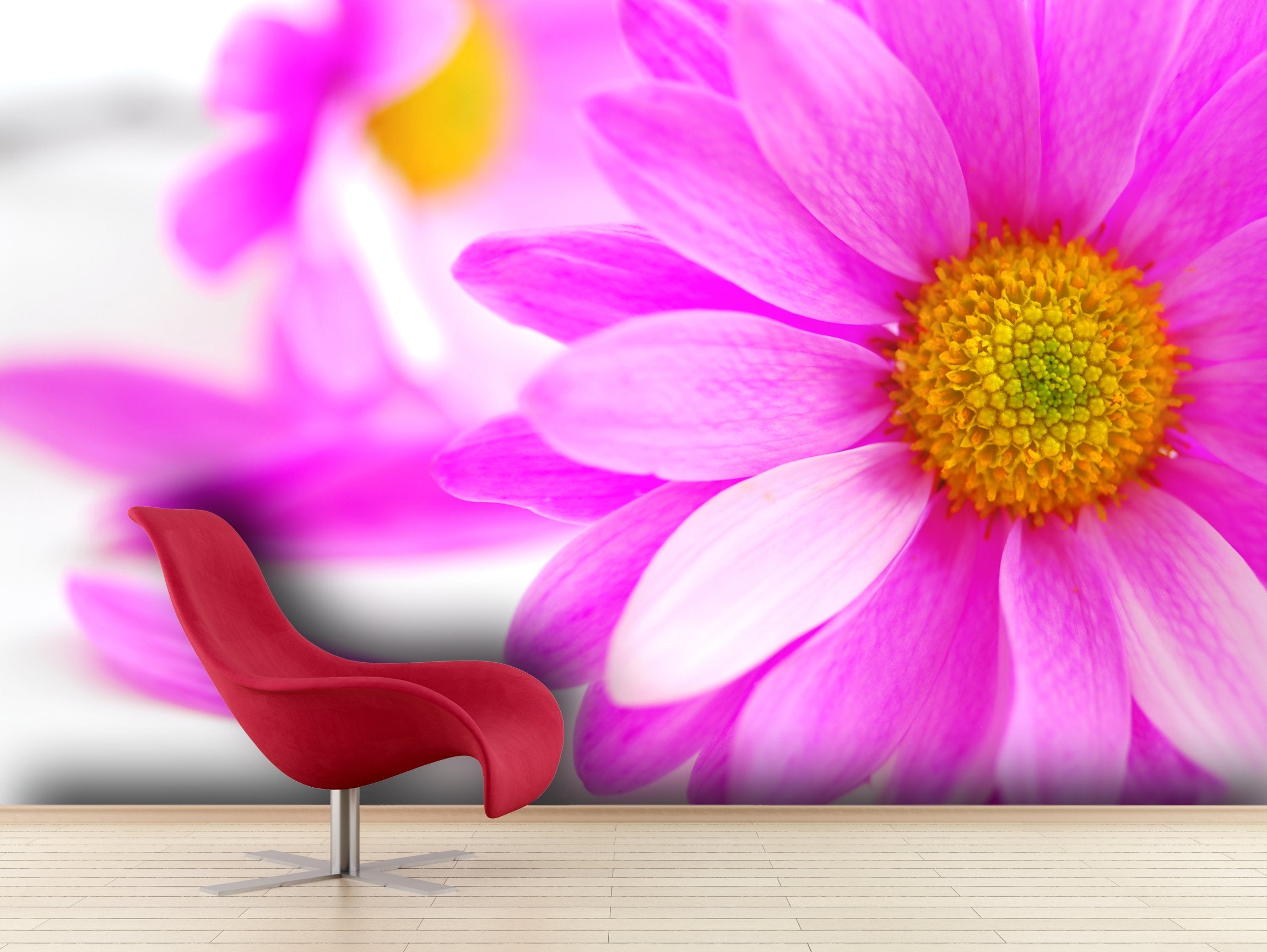 PVC Fototapete Pink Flowers – ECO Wandbild Selbstklebende Tapete – 3D Vinyl Wandsticker XXL  SW060 - life-decor.de