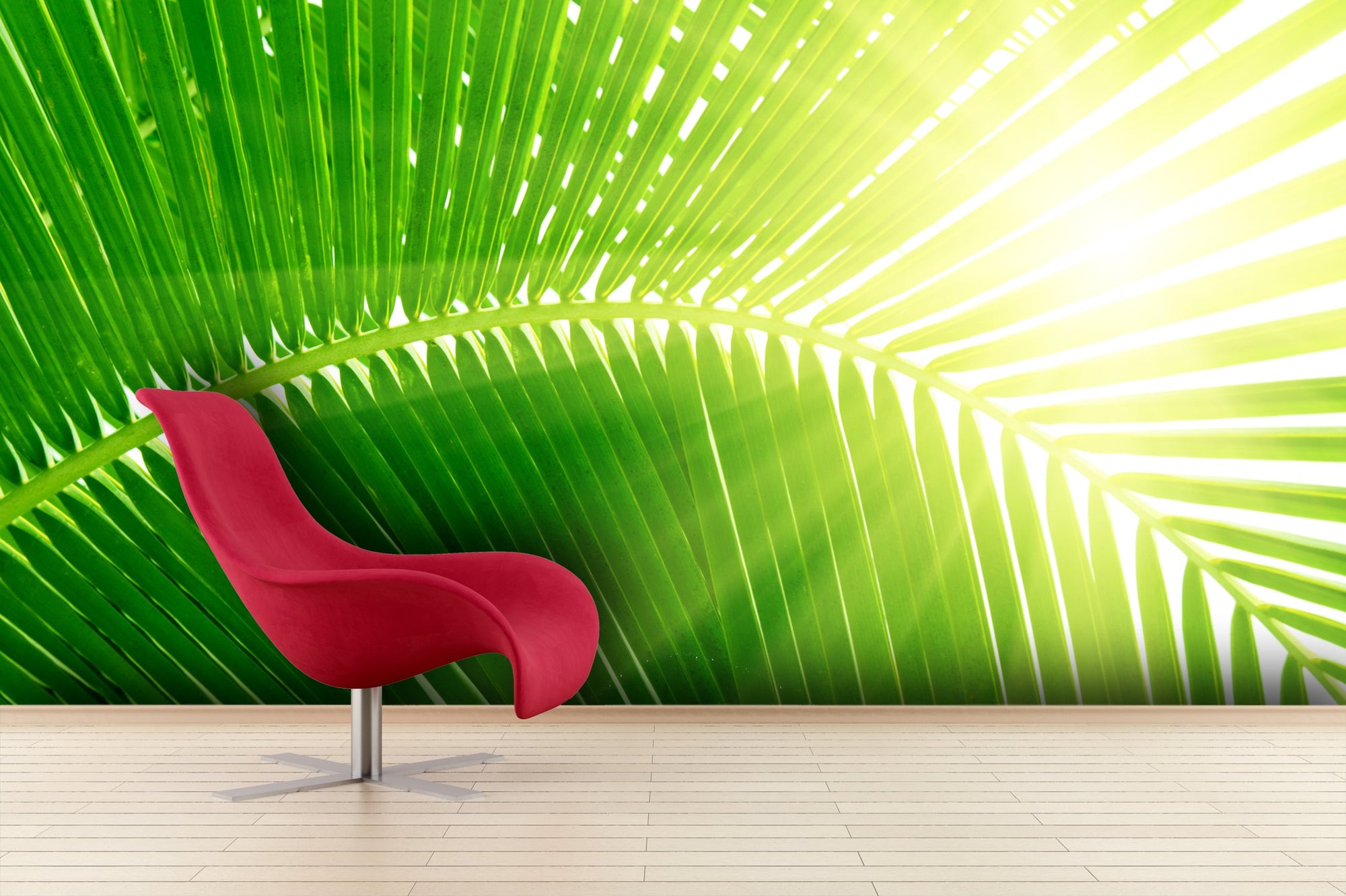 PVC Fototapete Palm And Morning Light – ECO Wandbild Selbstklebende Tapete – 3D Vinyl Wandsticker XXL  SW099 - life-decor.de