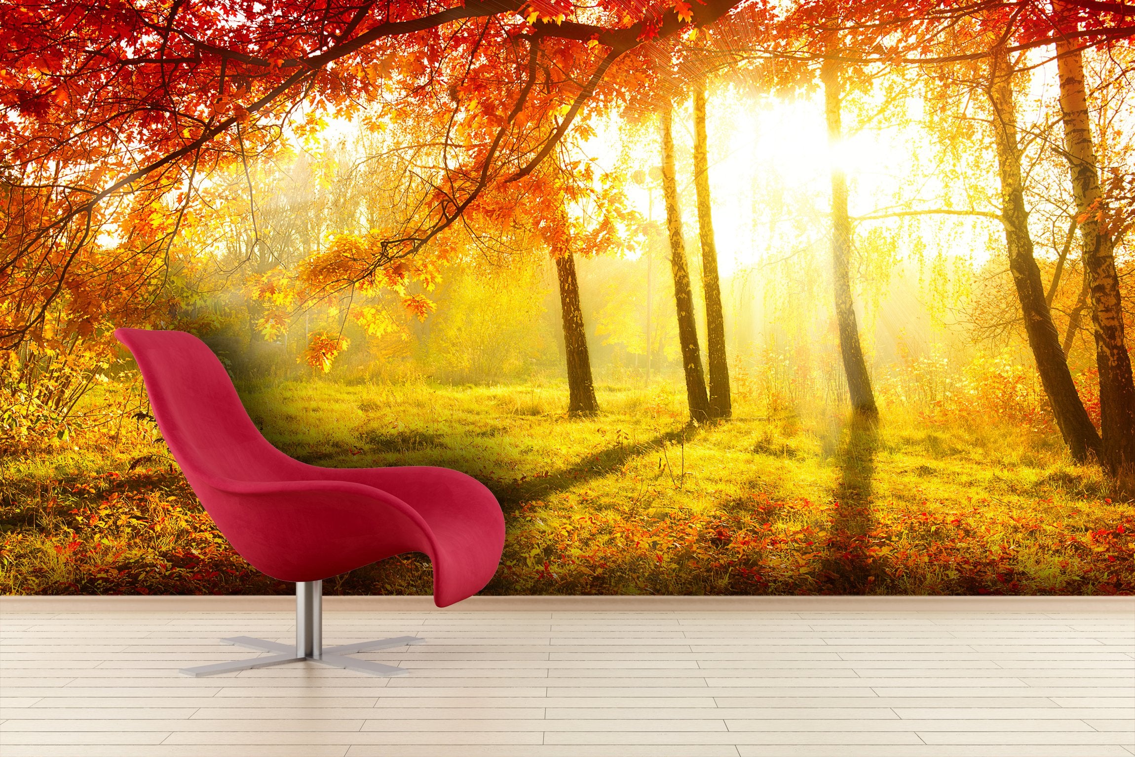 PVC Fototapete Autumnal Park – ECO Wandbild Selbstklebende Tapete – 3D Vinyl Wandsticker XXL  SW093 - life-decor.de