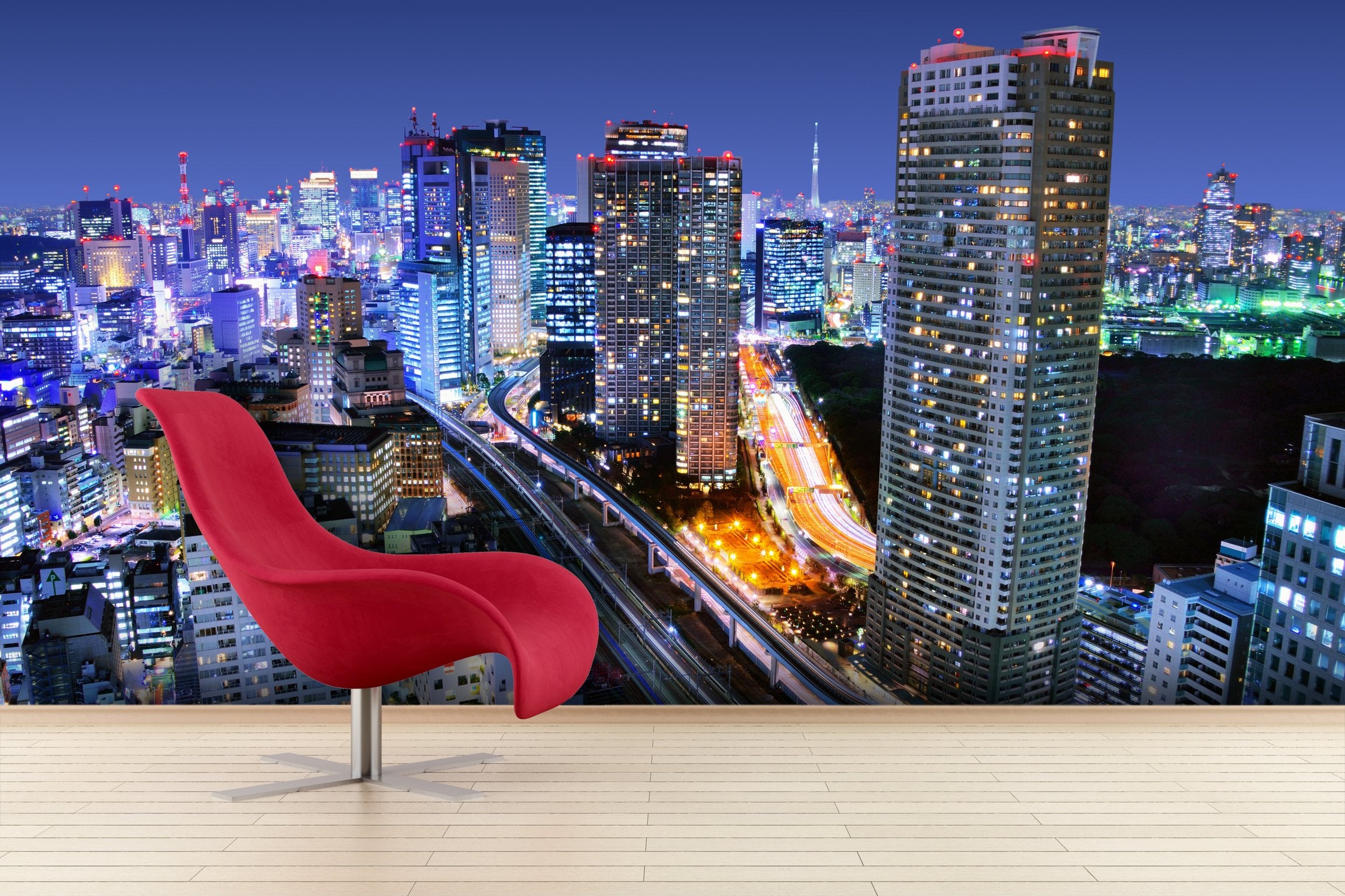 PVC Fototapete Tokyo Cityscape - ECO Wandbild Selbstklebende Tapete - 3D Vinyl Wandsticker XXL  SW038