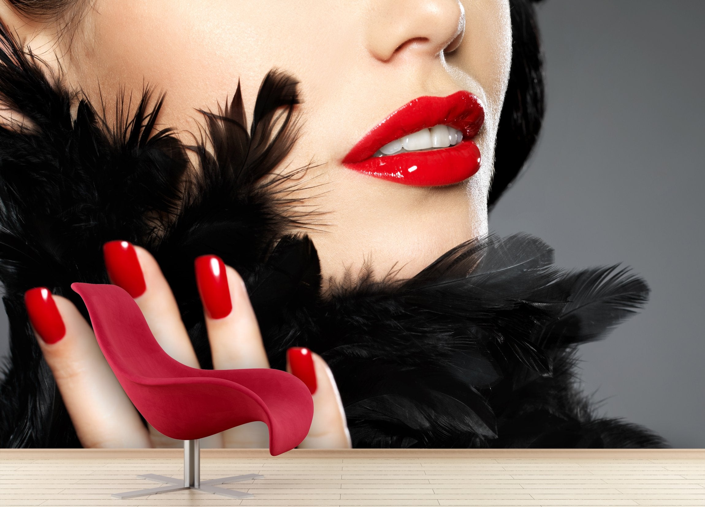 PVC Fototapete Fashion Red Nails – ECO Wandbild Selbstklebende Tapete – 3D Vinyl Wandsticker XXL  SW141 - life-decor.de