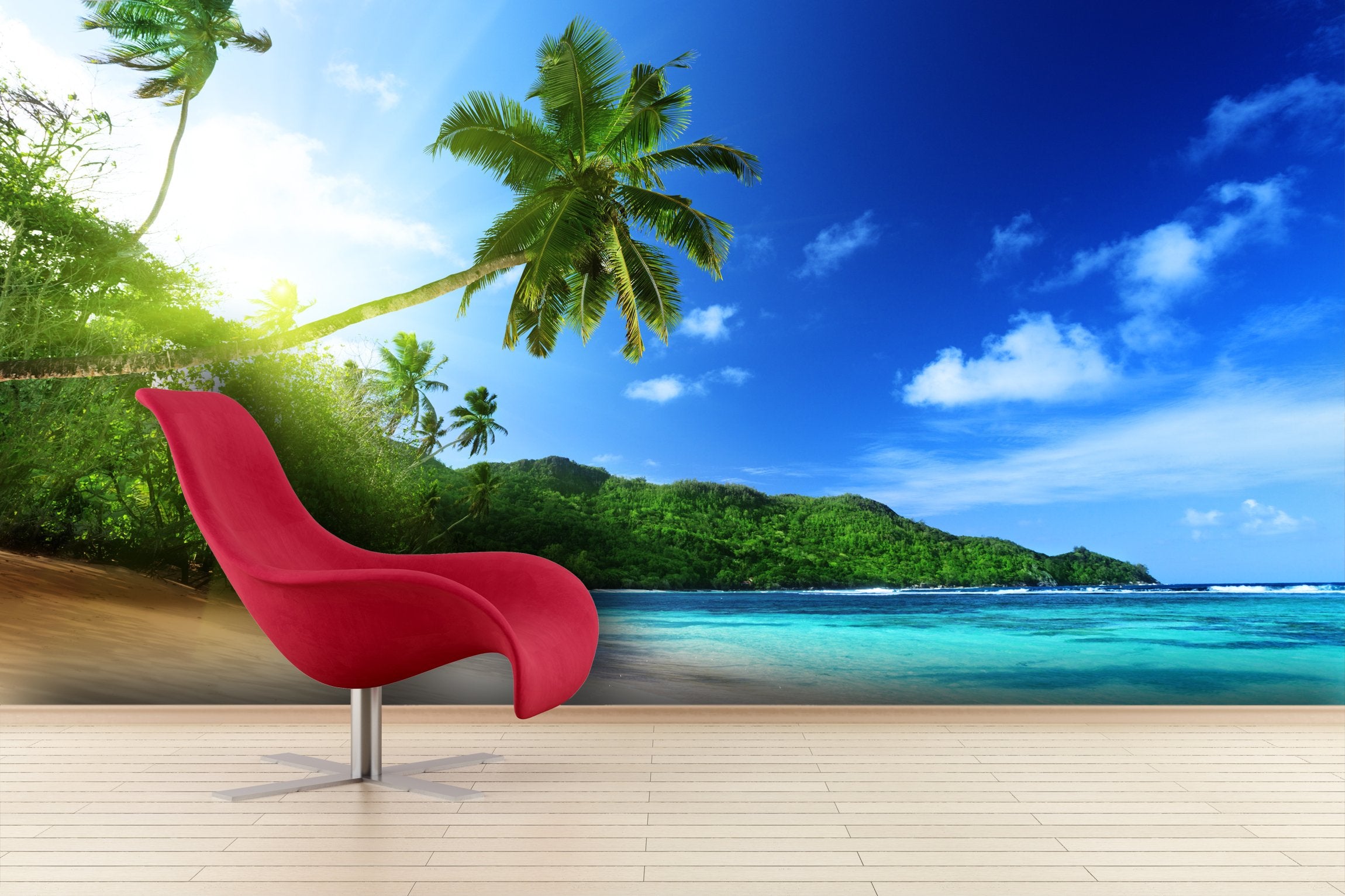 PVC Fototapete Beach In Sunset - ECO Wandbild Selbstklebende Tapete - 3D Vinyl Wandsticker XXL  SW094