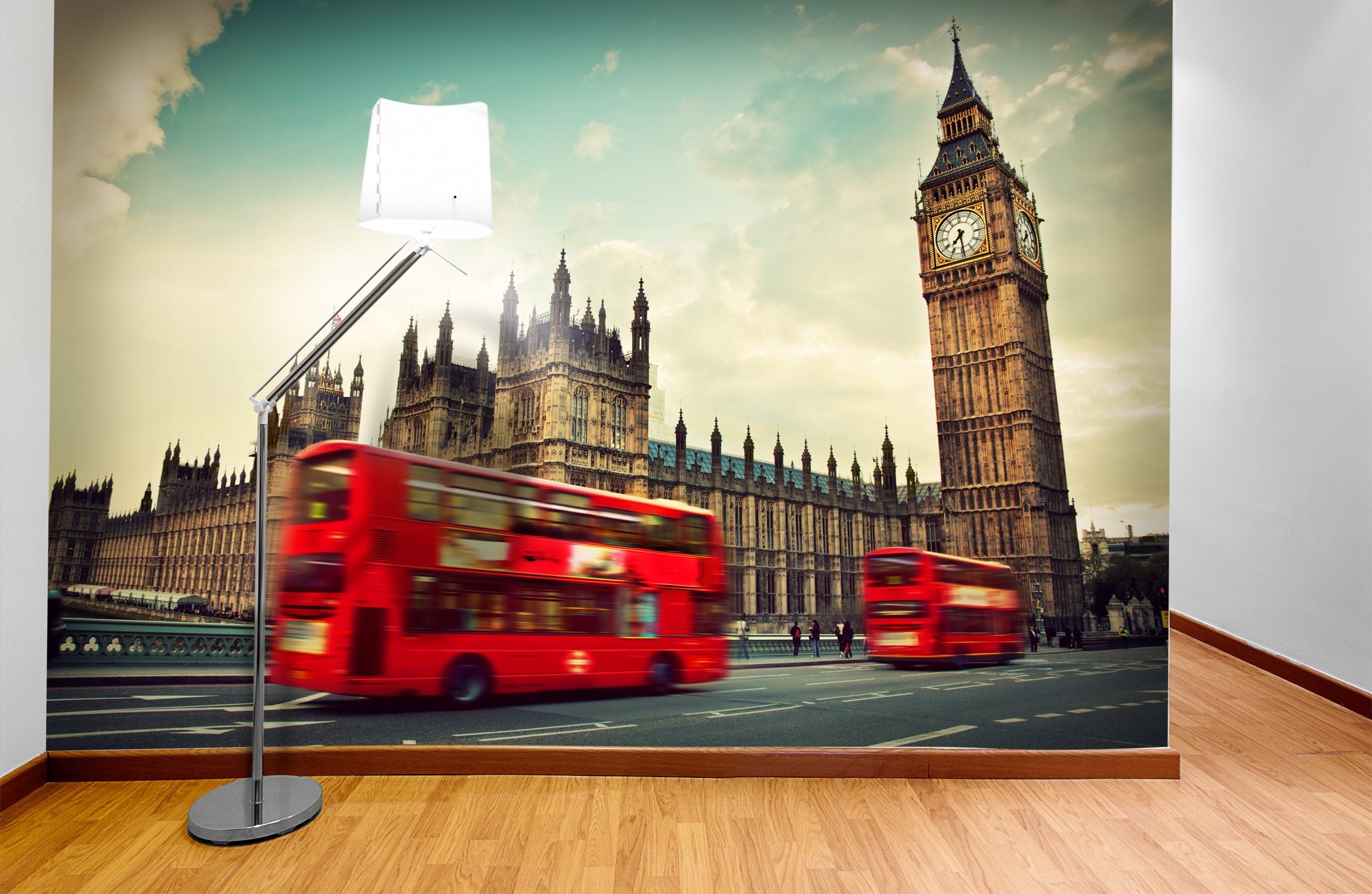 PVC Fototapete London Red Bus - ECO Wandbild Selbstklebende Tapete - 3D Vinyl Wandsticker XXL  SW036