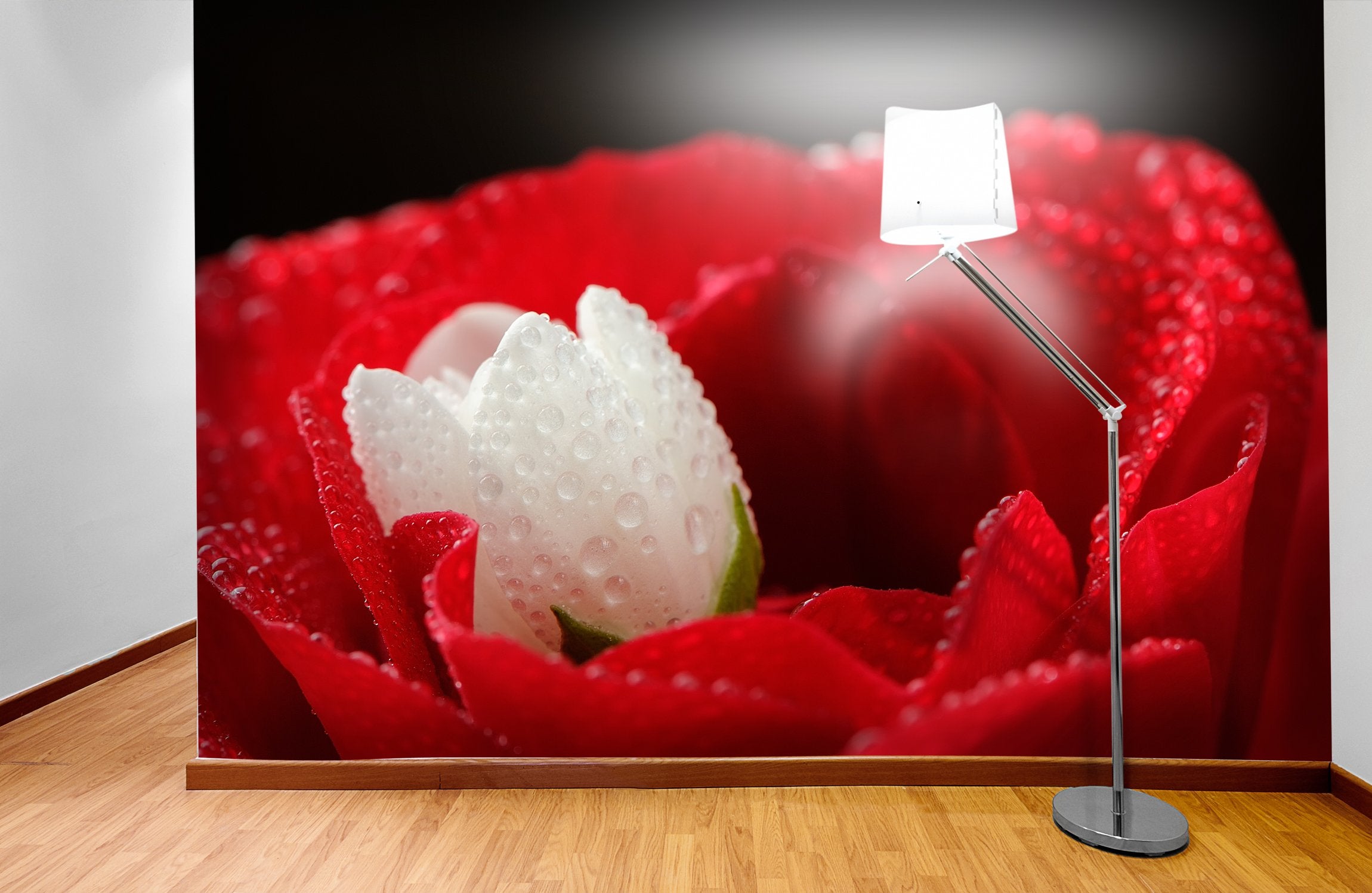 PVC Fototapete Red Rose - ECO Wandbild Selbstklebende Tapete - 3D Vinyl Wandsticker XXL  SW089