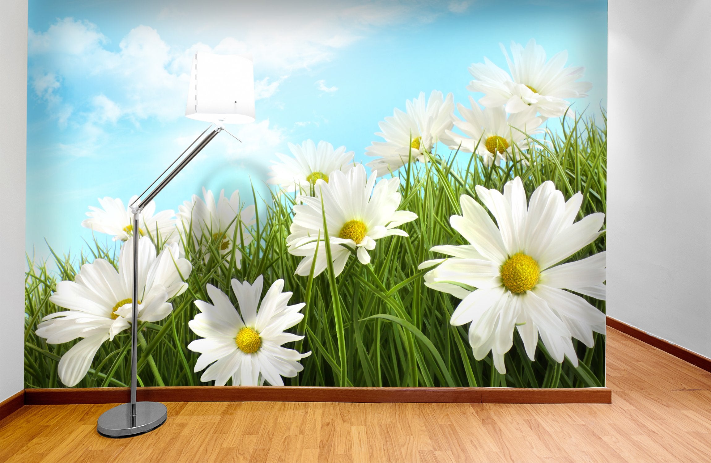 PVC Fototapete White Summer Daisies - ECO Wandbild Selbstklebende Tapete - 3D Vinyl Wandsticker XXL  SW096