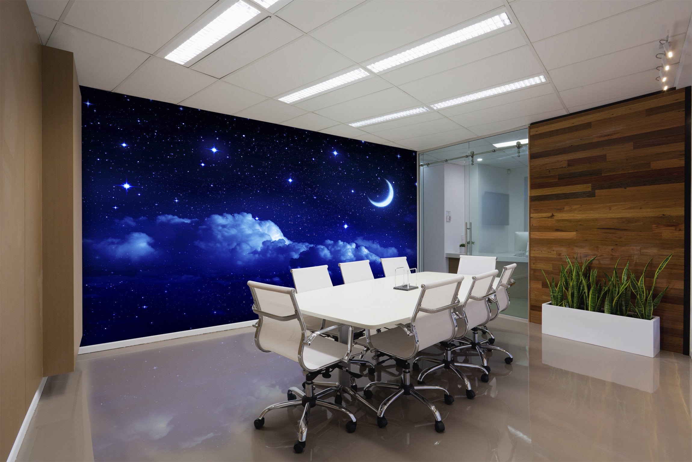 PVC Fototapete Blue Night Sky – ECO Wandbild Selbstklebende Tapete – 3D Vinyl Wandsticker XXL  SW304 - life-decor.de