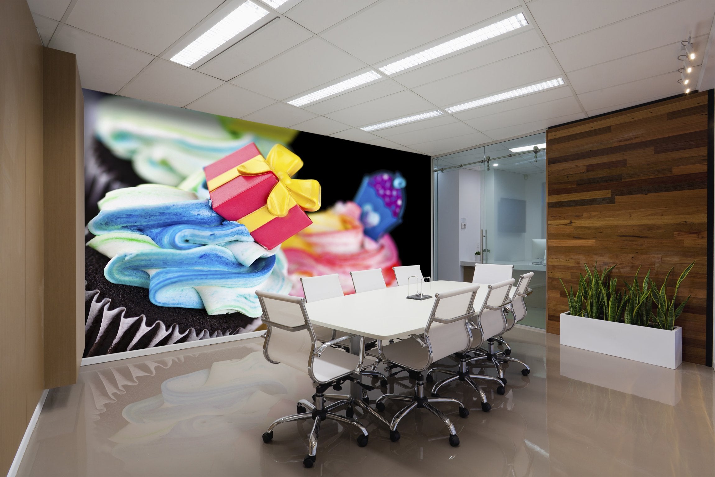 PVC Fototapete Cup Cake Decoration - ECO Wandbild Selbstklebende Tapete - 3D Vinyl Wandsticker XXL  SW284