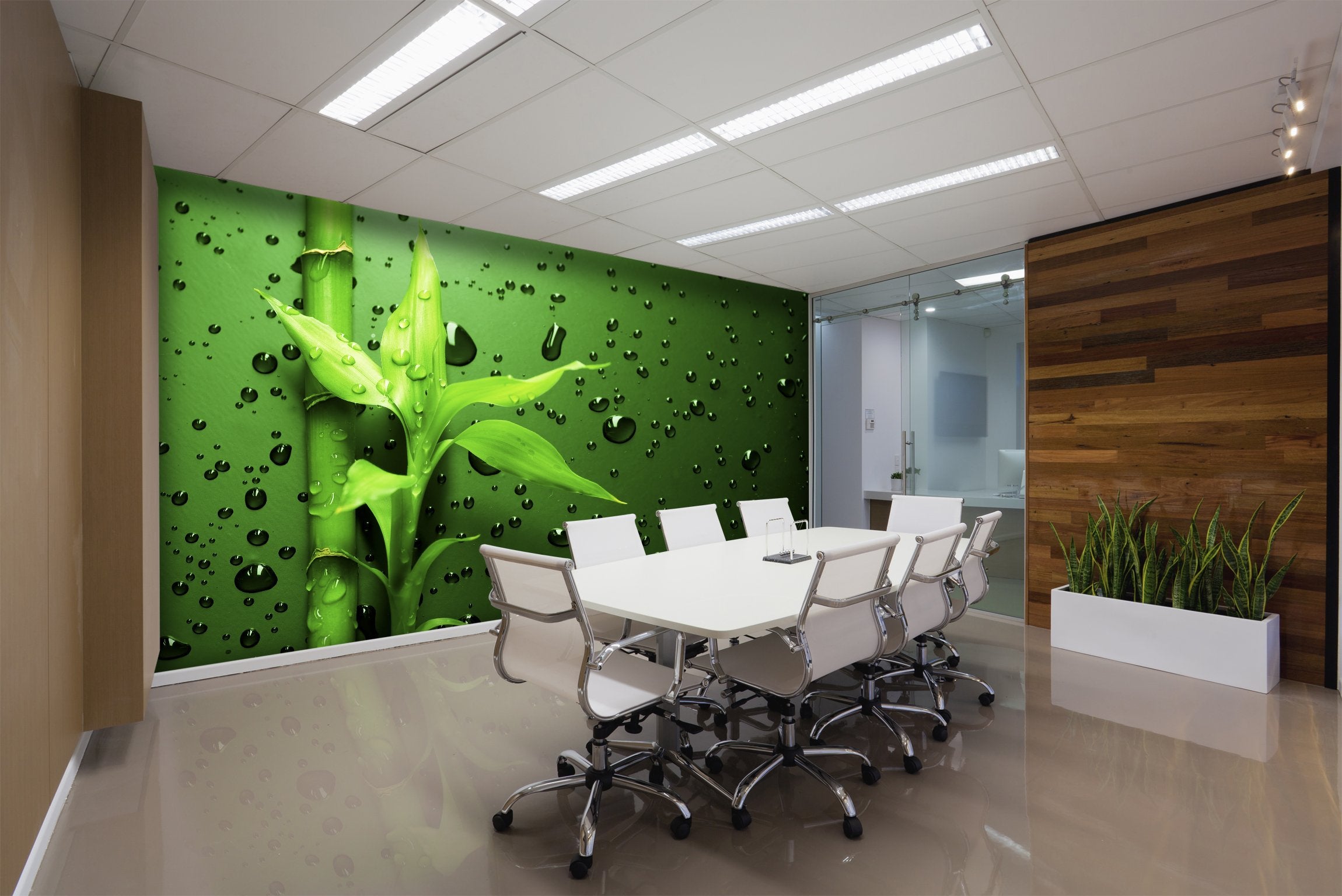 PVC Fototapete Green Bamboo - ECO Wandbild Selbstklebende Tapete - 3D Vinyl Wandsticker XXL  SW083