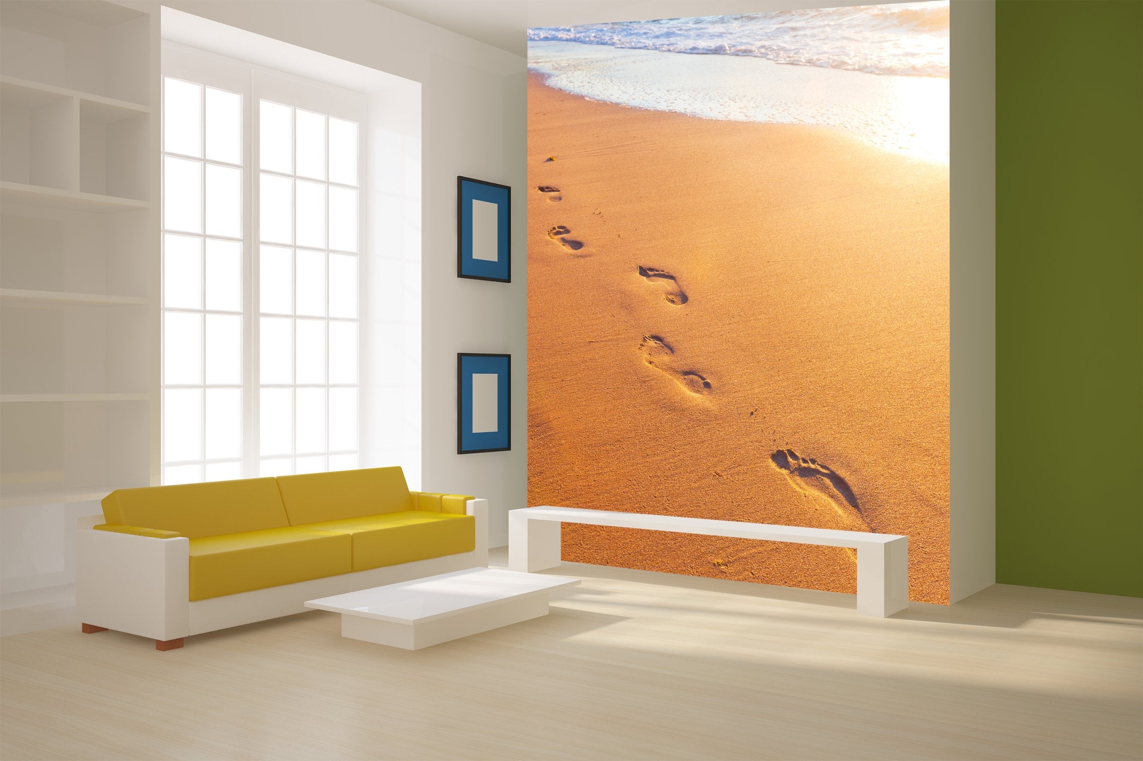 PVC Fototapete Wave And Footsteps - ECO Wandbild Selbstklebende Tapete - 3D Vinyl Wandsticker XXL  SW203