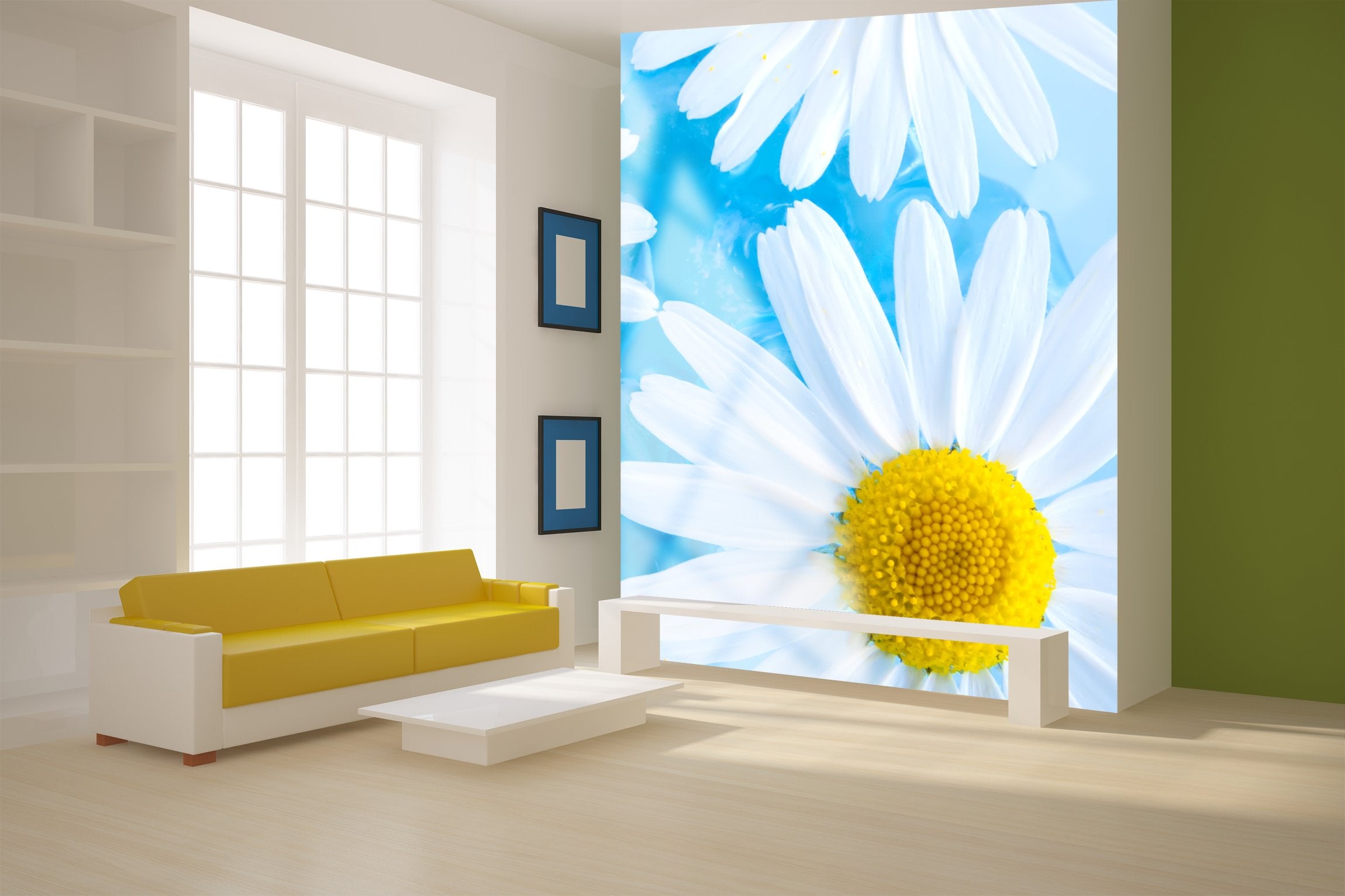 PVC Fototapete Beautiful Chamomiles On Water – ECO Wandbild Selbstklebende Tapete – 3D Vinyl Wandsticker XXL  SW199 - life-decor.de