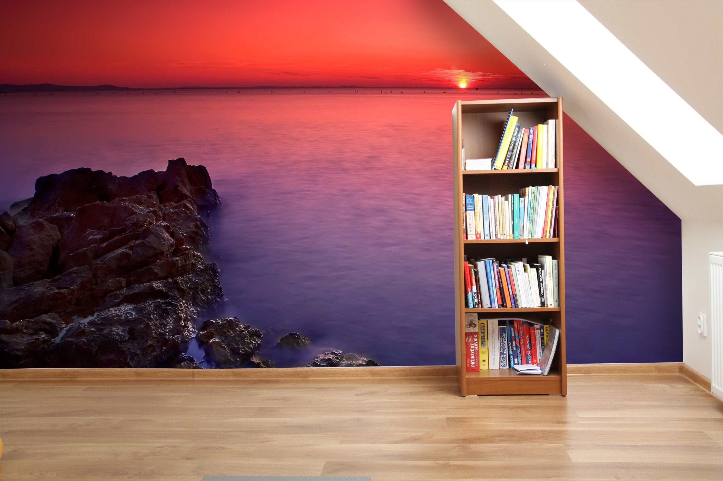 PVC Fototapete Sunset With Rocks - ECO Wandbild Selbstklebende Tapete - 3D Vinyl Wandsticker XXL  SW079