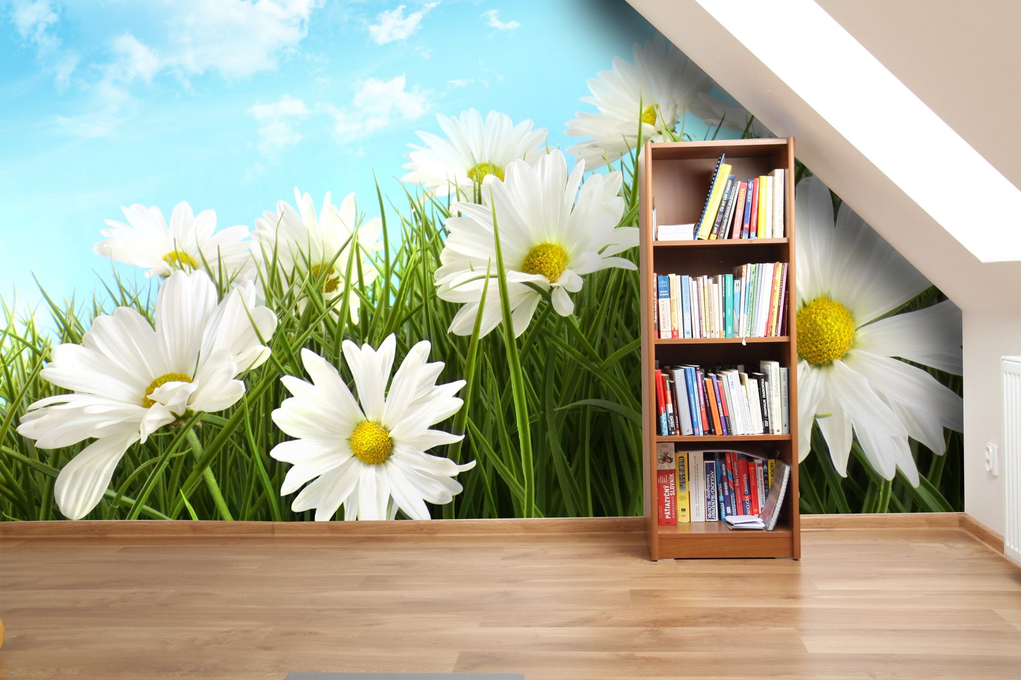 PVC Fototapete White Summer Daisies – ECO Wandbild Selbstklebende Tapete – 3D Vinyl Wandsticker XXL  SW096 - life-decor.de